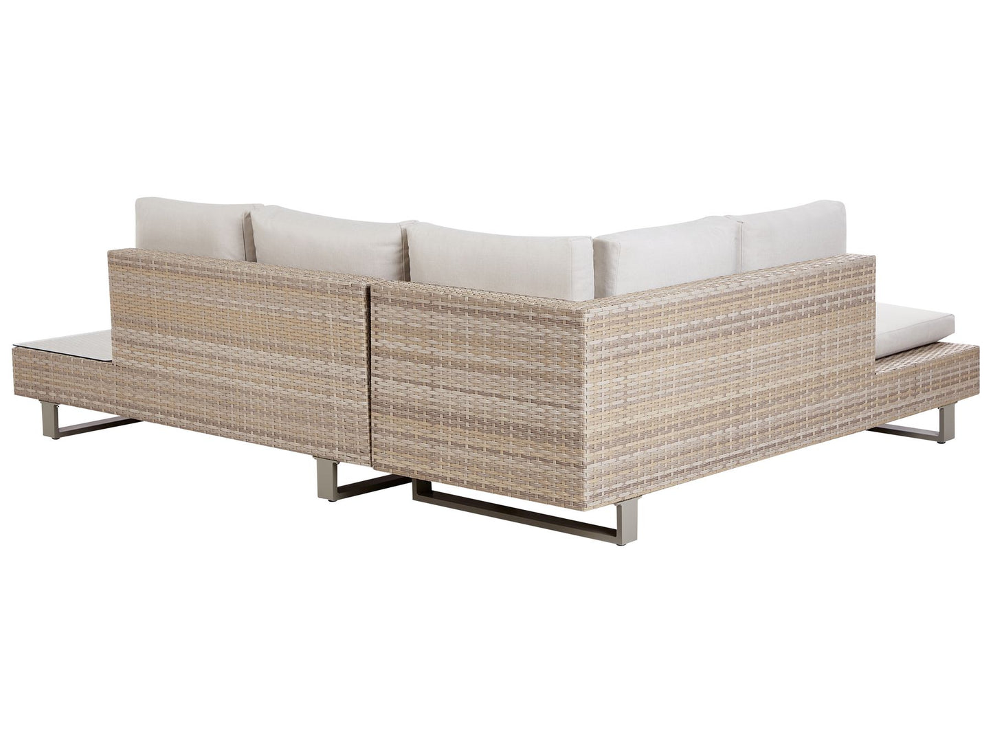 Garden Corner Sofa with Table 5 Seater Right Hand Rattan Off-White