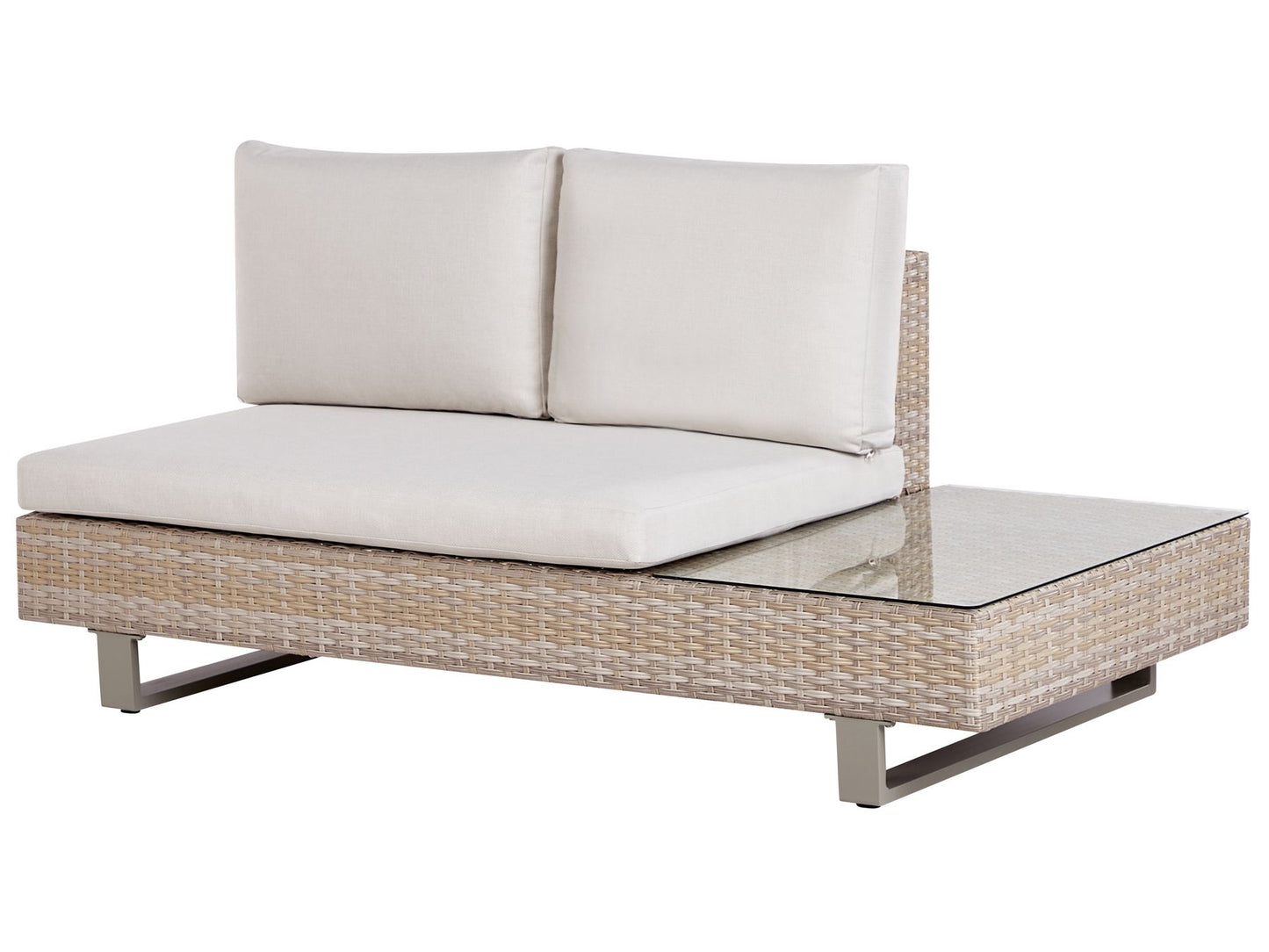 Garden Corner Sofa with Table 5 Seater Right Hand Rattan Off-White