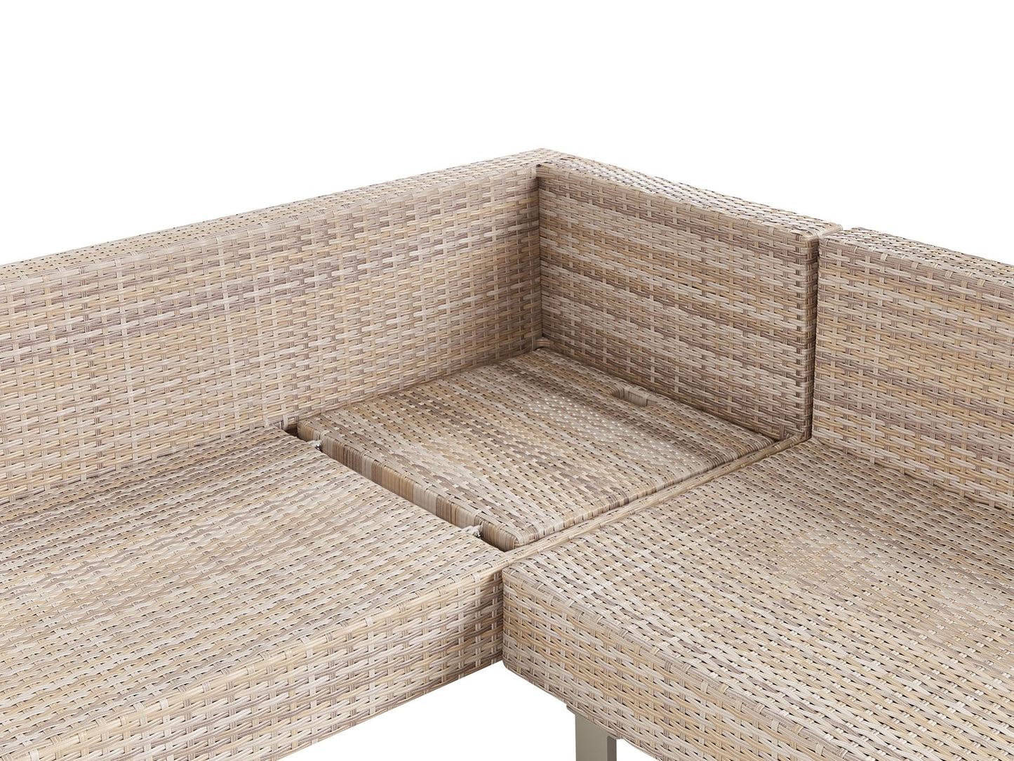 Garden Corner Sofa with Table 5 Seater Right Hand Rattan Off-White