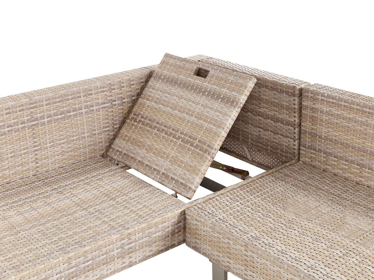 Garden Corner Sofa with Table 5 Seater Right Hand Rattan Off-White