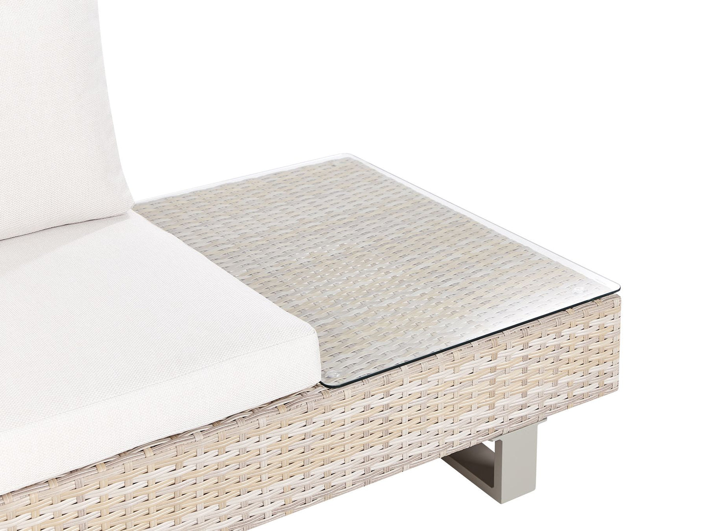 Garden Corner Sofa with Table 5 Seater Right Hand Rattan Off-White