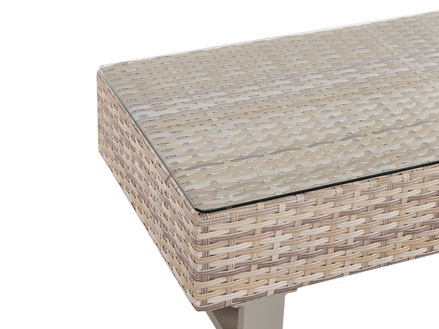 Garden Corner Sofa with Table 5 Seater Right Hand Rattan Off-White
