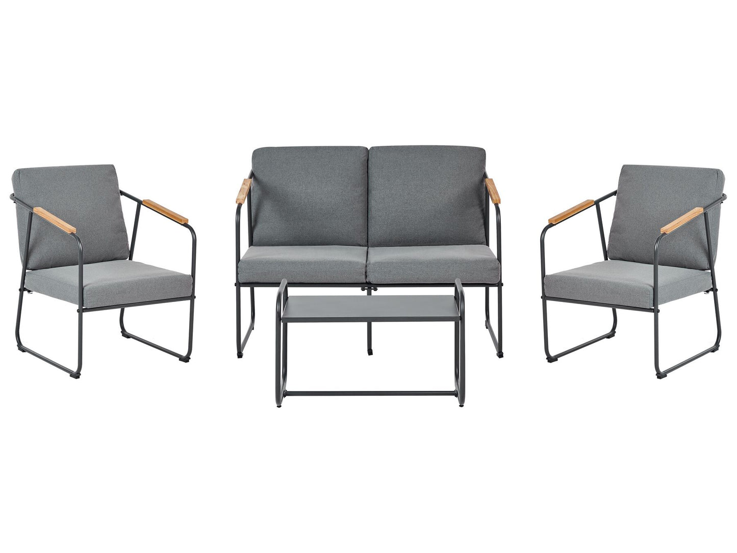 Garden Lounge Set with Table 4 Seater VEZZANA Metal Grey
