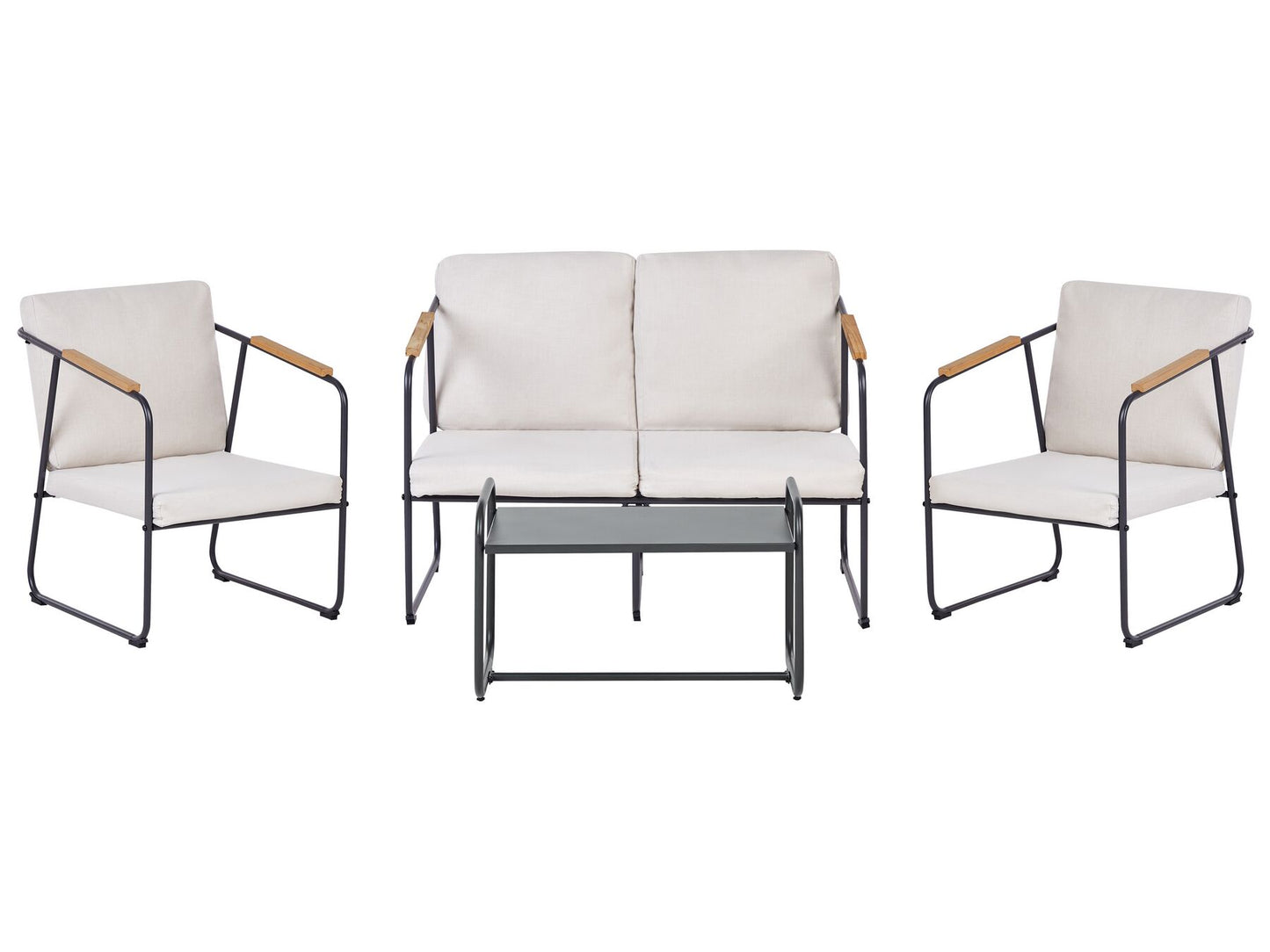 Garden Lounge Set with Table 4 Seater VEZZANA Metal Light Beige