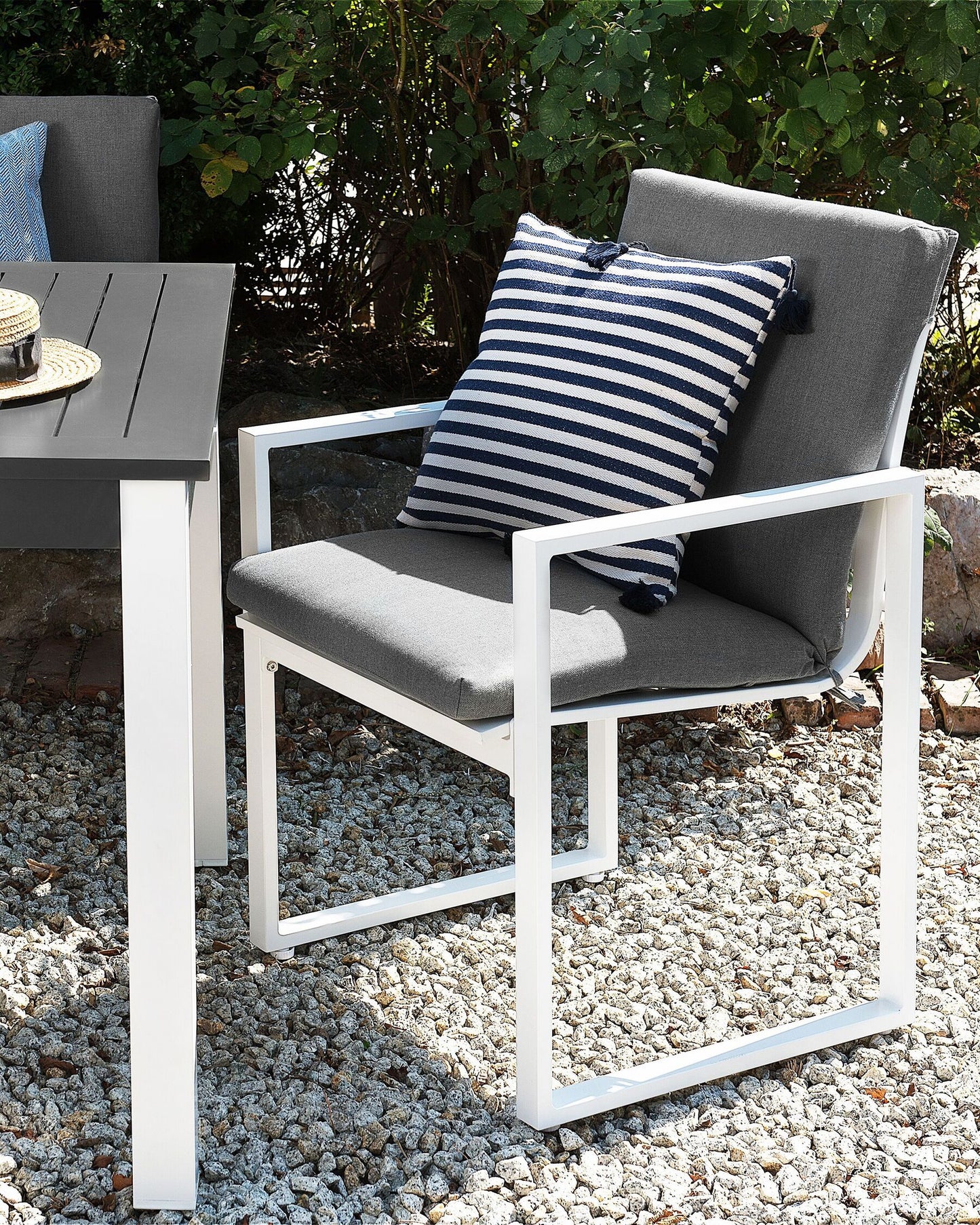 Garden Dining Set 6 Seater PANCOLE with Cushions Metal Grey