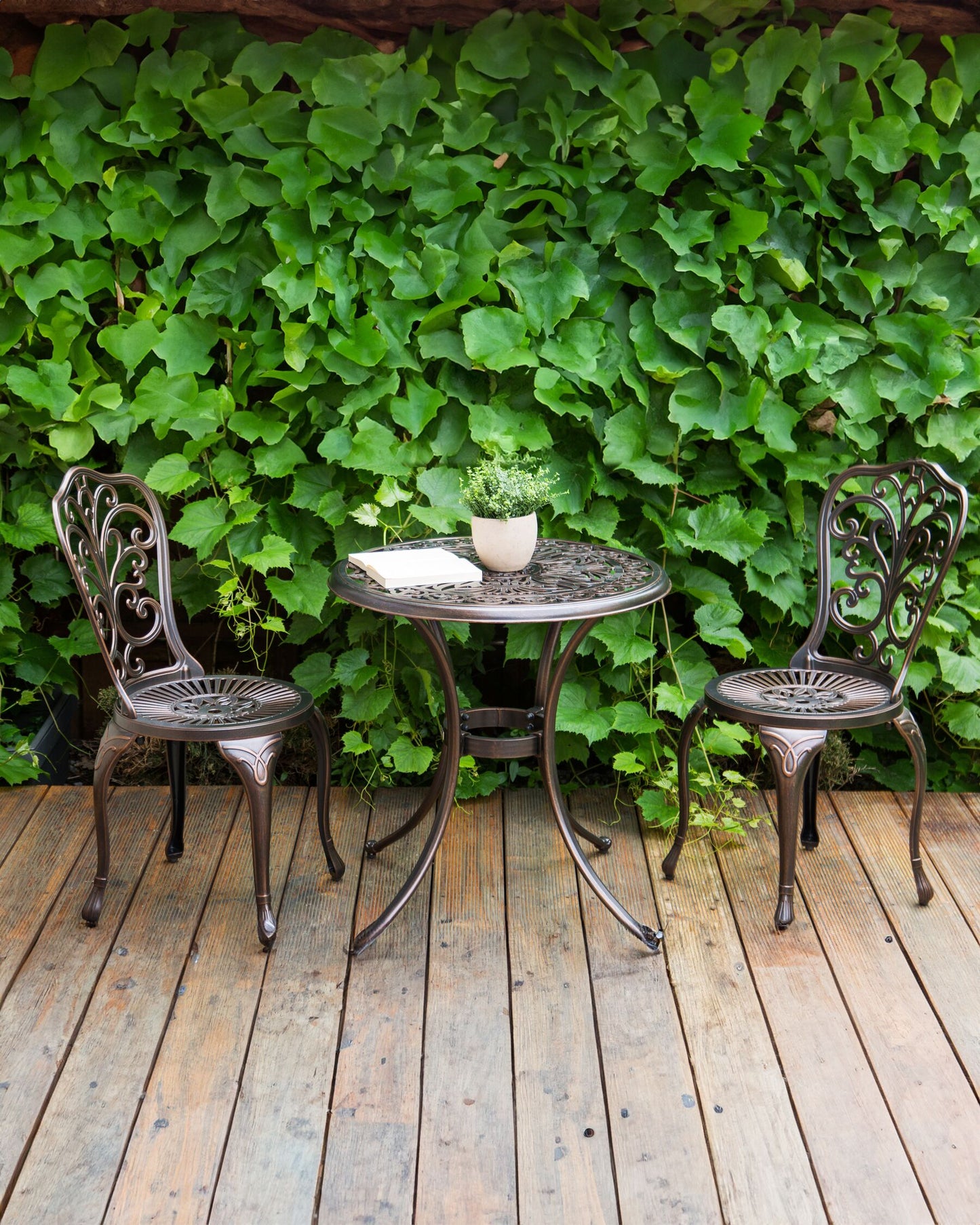 Set of 2 Garden Chairs TRIORA Metal Brown