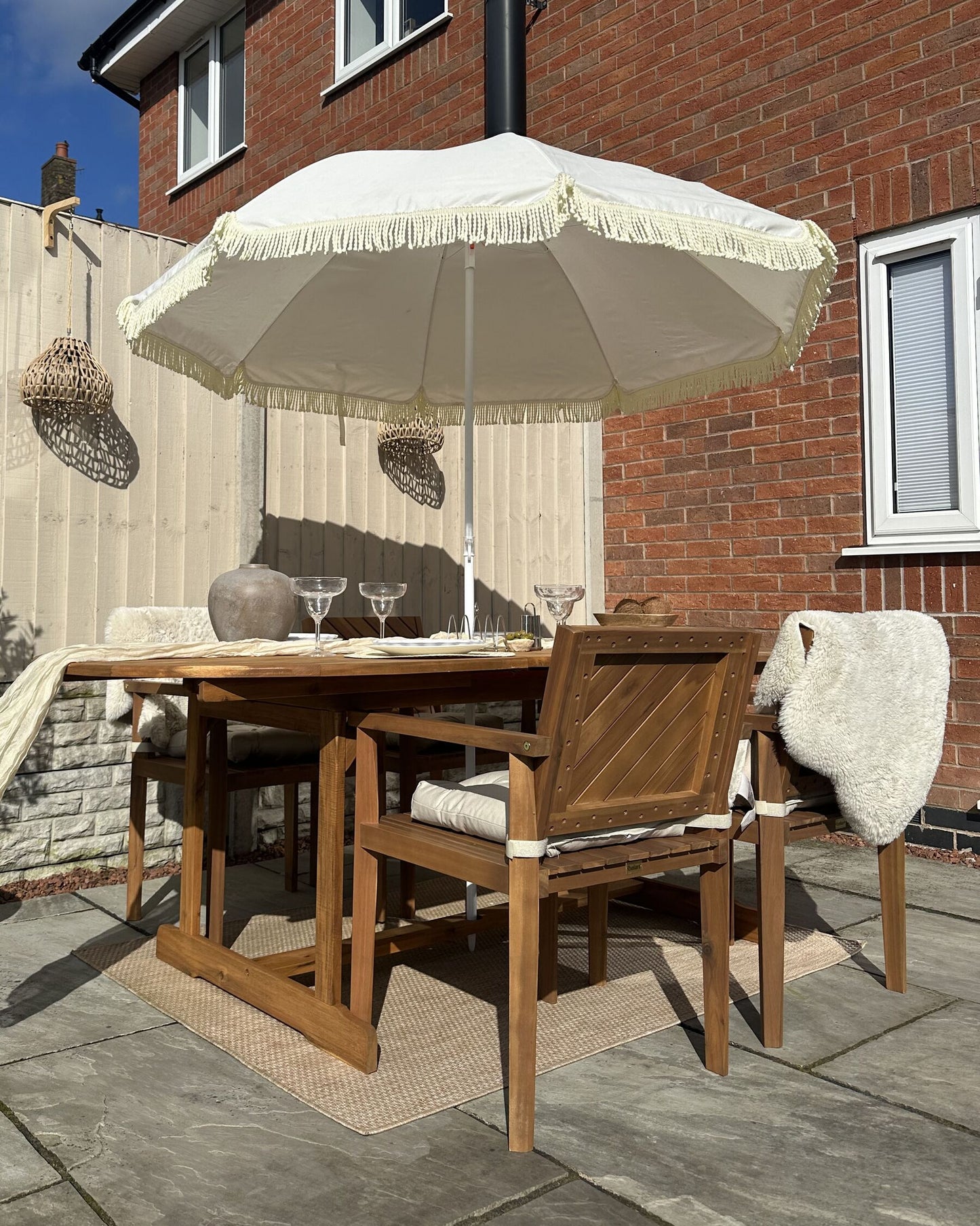 Garden Dining Set 4 Seater BARATTI Acacia Wood Brown