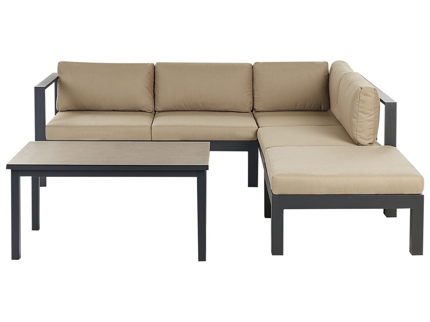Garden Corner Sofa with Table 5 Seater MESSINA Left Hand Metal Sand Beige