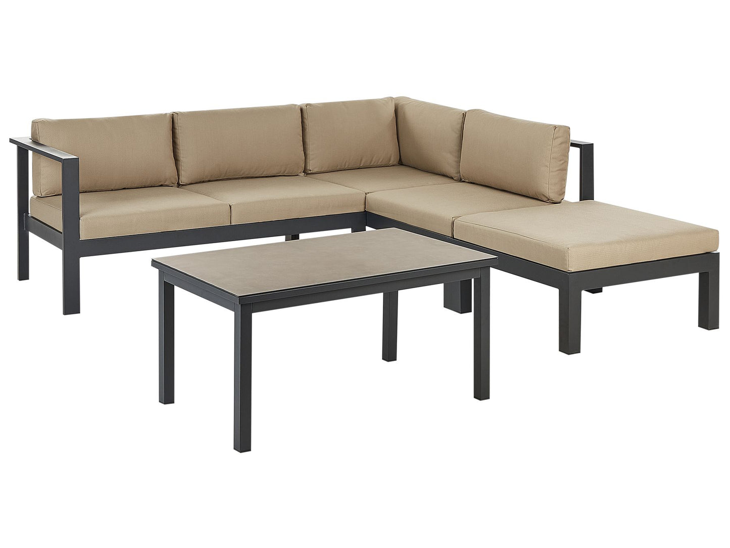 Garden Corner Sofa with Table 5 Seater MESSINA Left Hand Metal Sand Beige