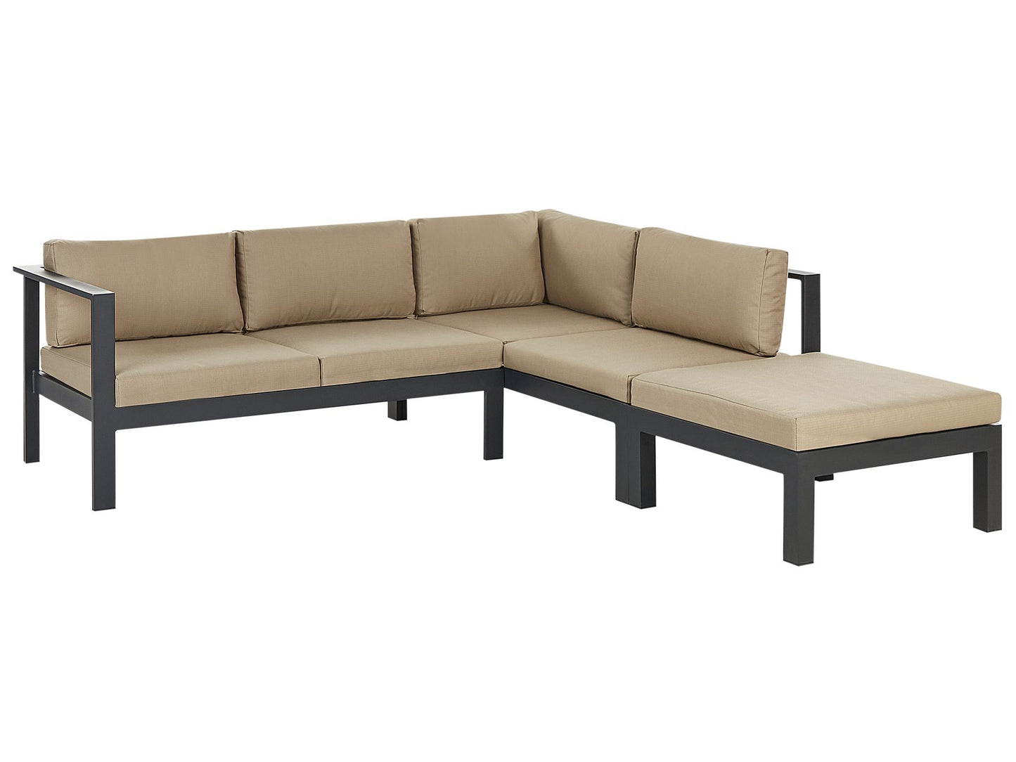 Garden Corner Sofa with Table 5 Seater MESSINA Left Hand Metal Sand Beige