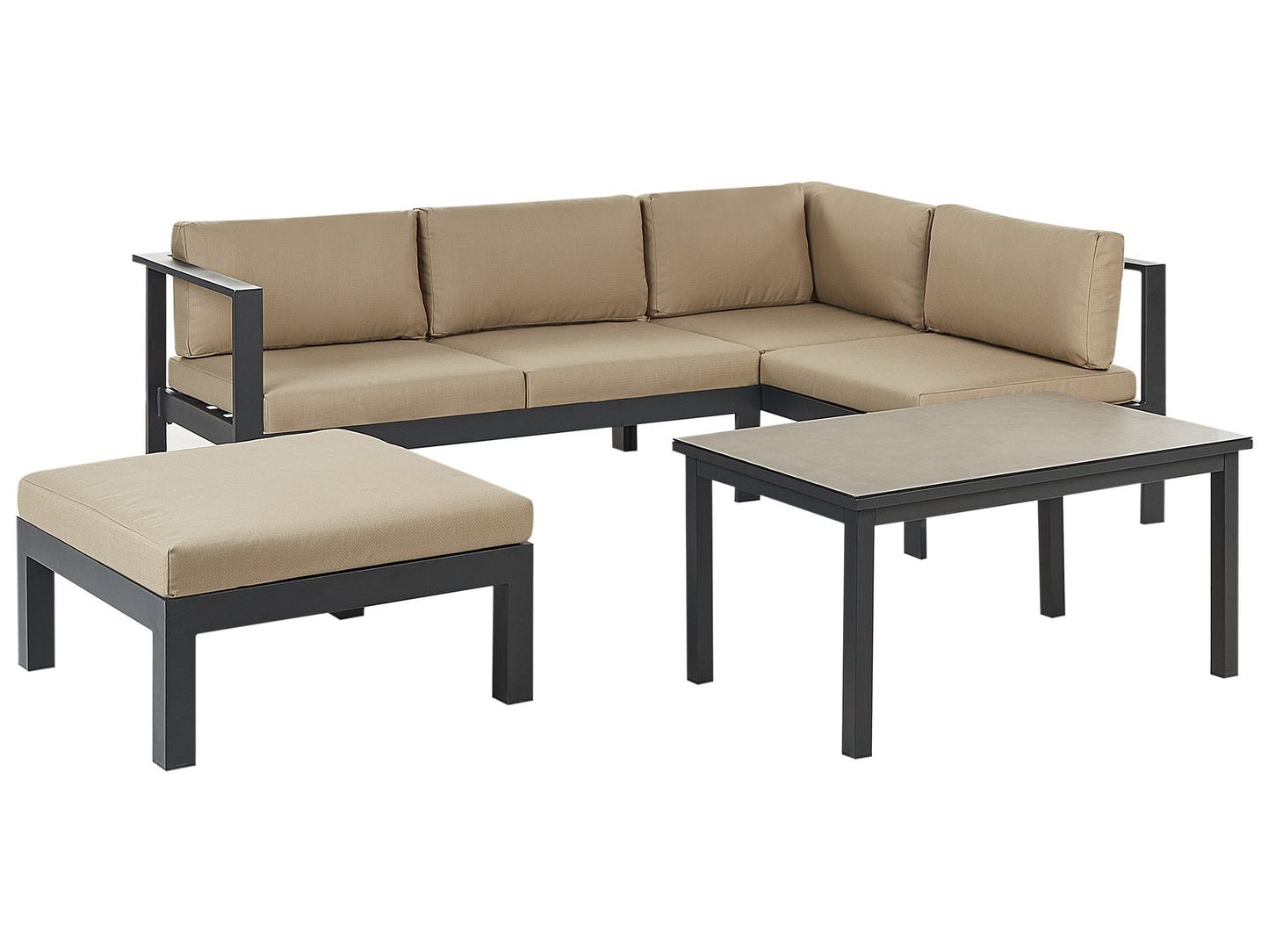 Garden Corner Sofa with Table 5 Seater MESSINA Left Hand Metal Sand Beige