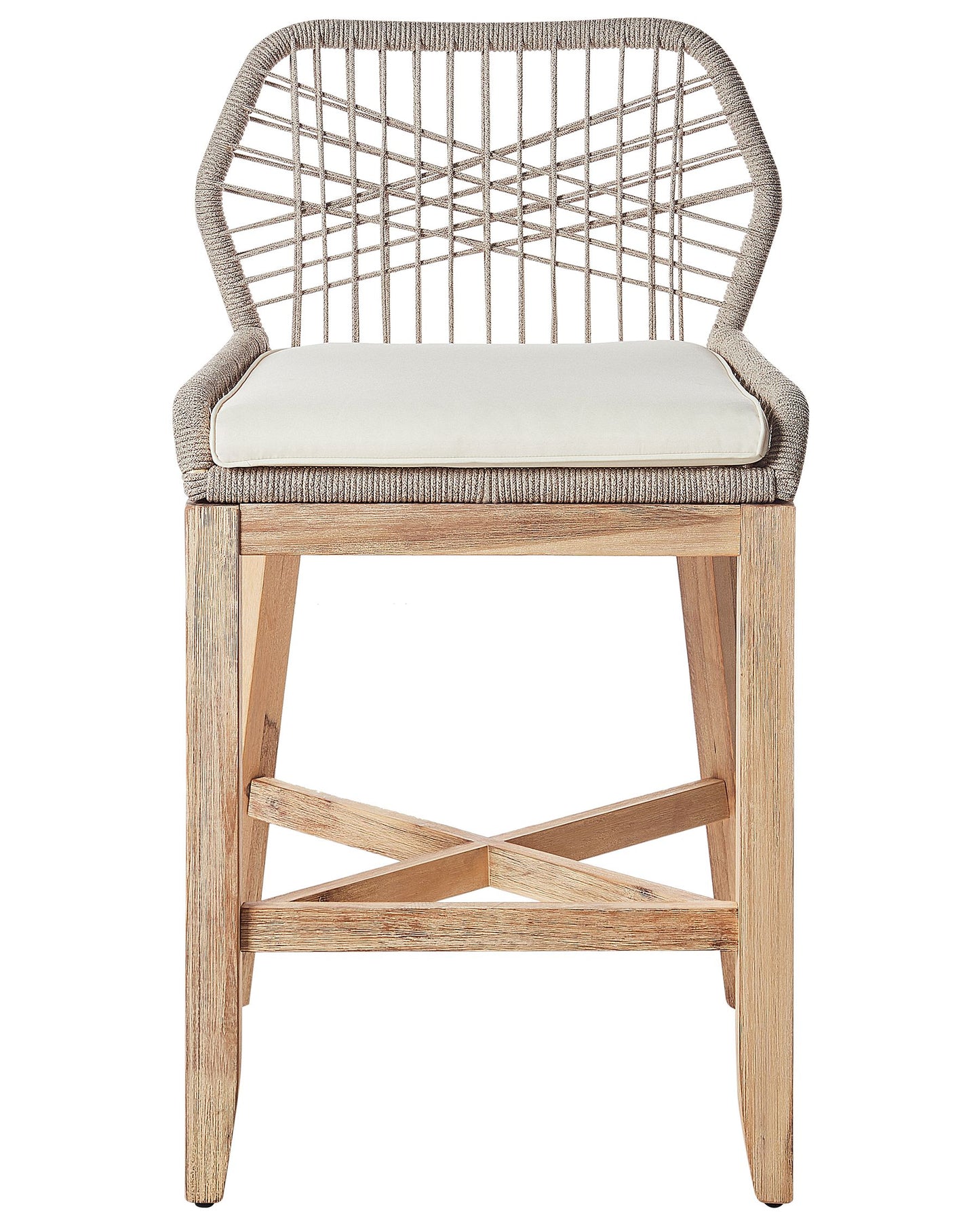 Set of 2 Garden Bar Chairs TALAMONE Acacia Wood Beige