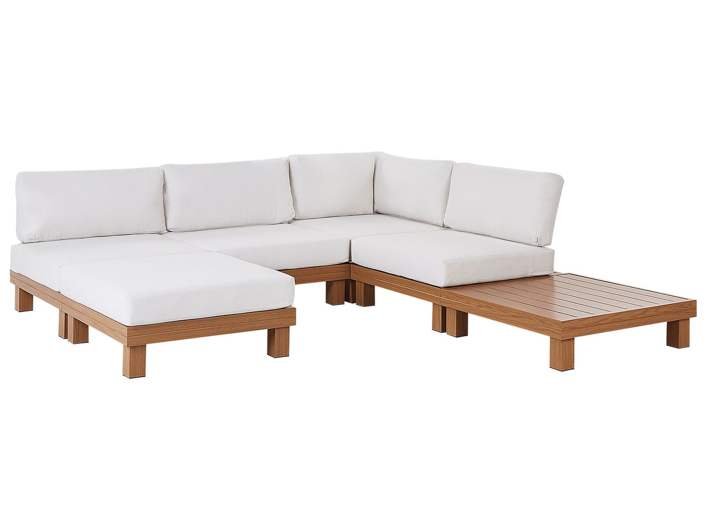 Garden Corner Sofa with Table 5 Seater SANZA Left Hand Modular Metal White