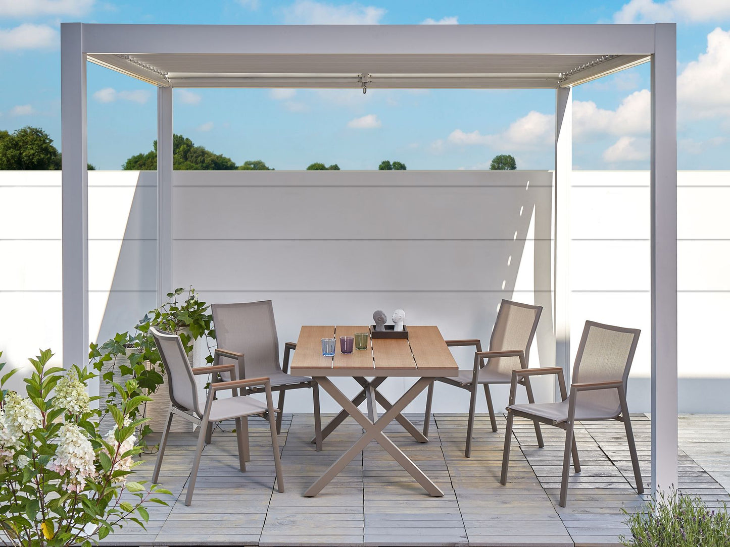 Garden Dining Set 4 Seater TIANO Metal Grey