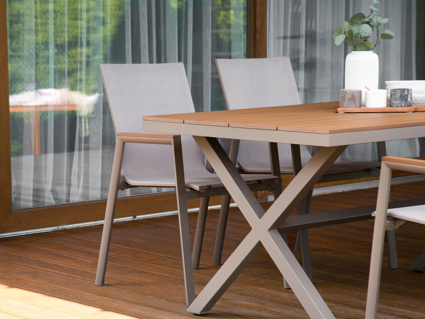 Garden Dining Set 4 Seater TIANO Metal Grey