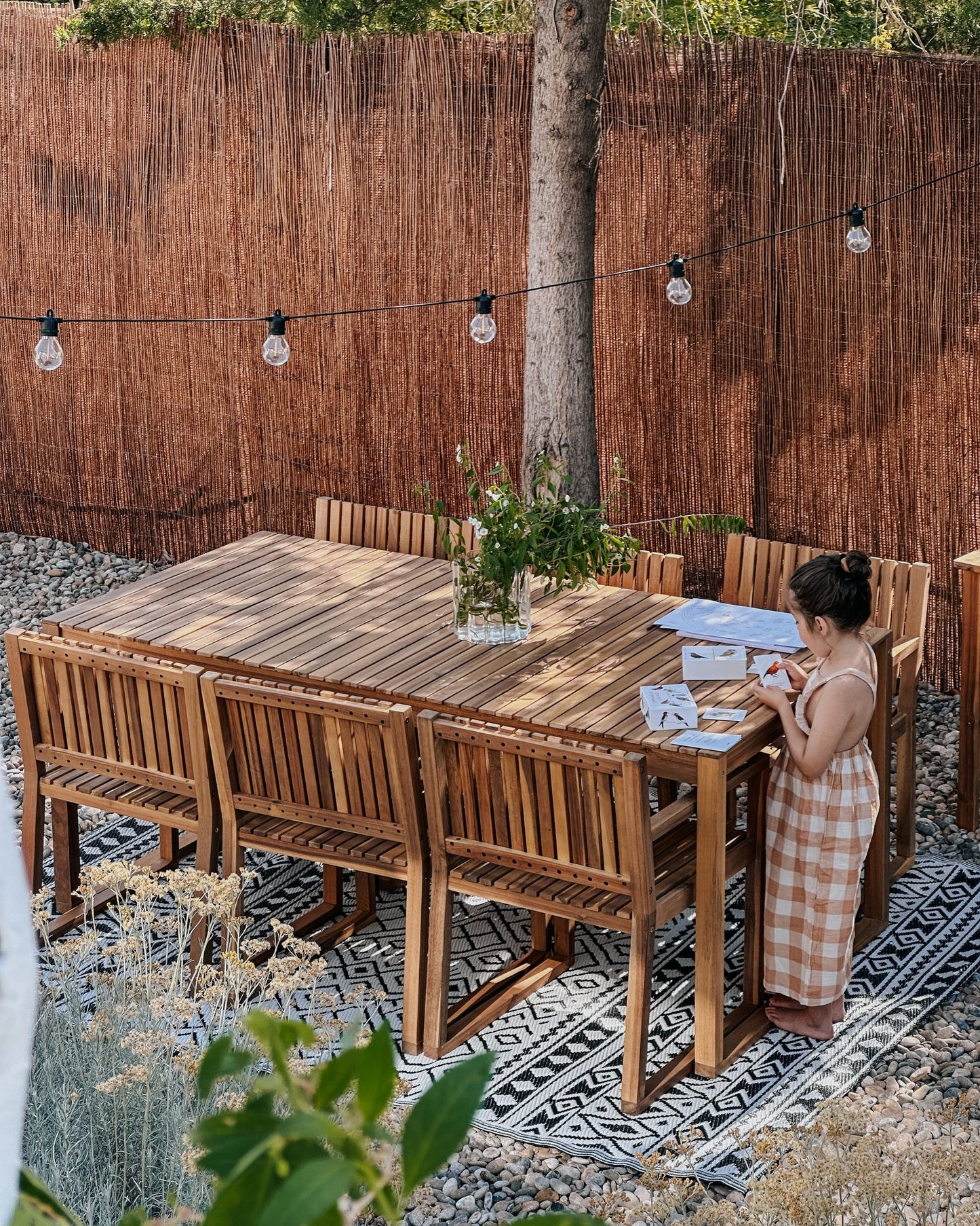 Garden Dining Set with Trolley 8 Seater SASSARI Acacia Wood Brown