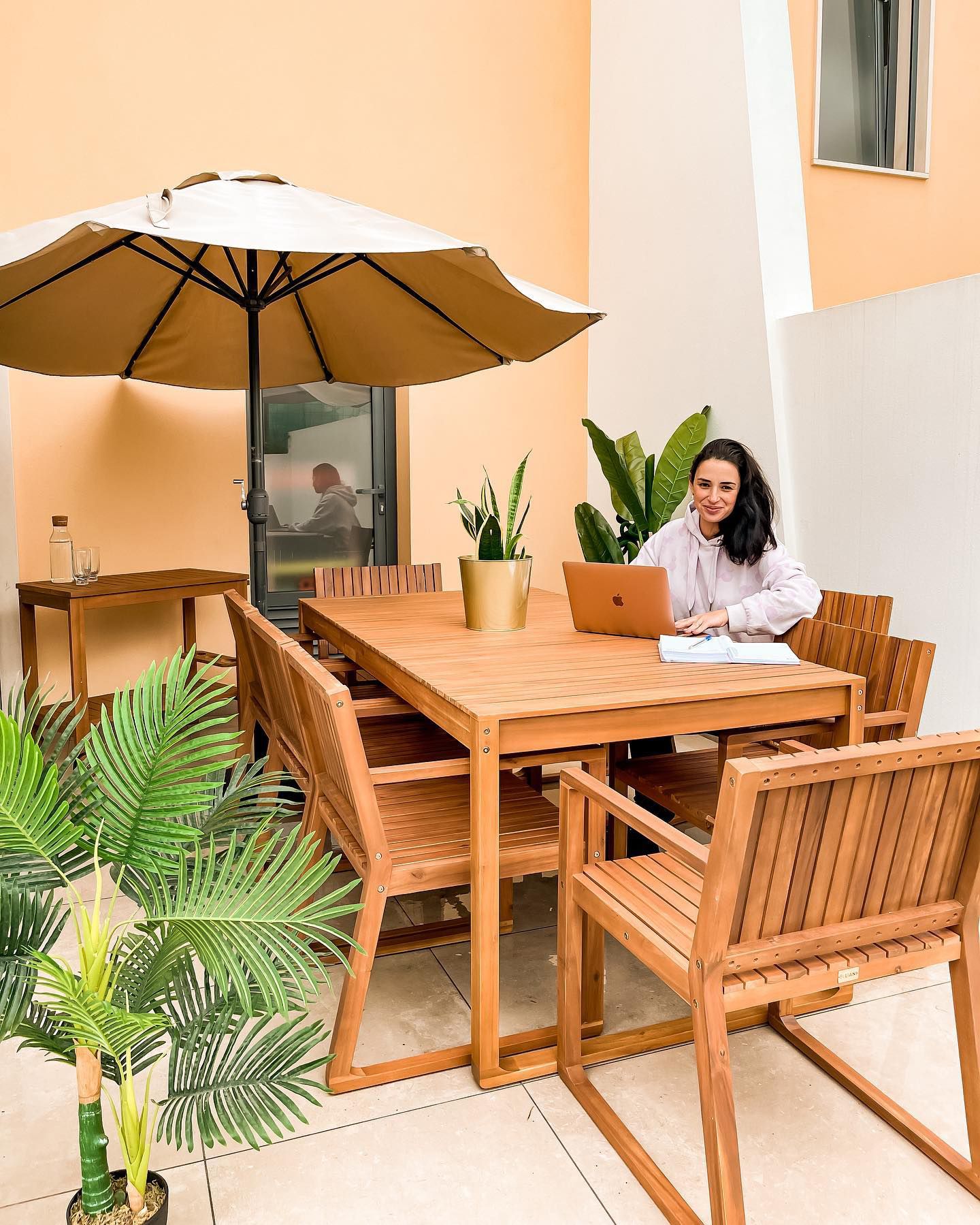 Garden Dining Set with Trolley 8 Seater SASSARI Acacia Wood Brown