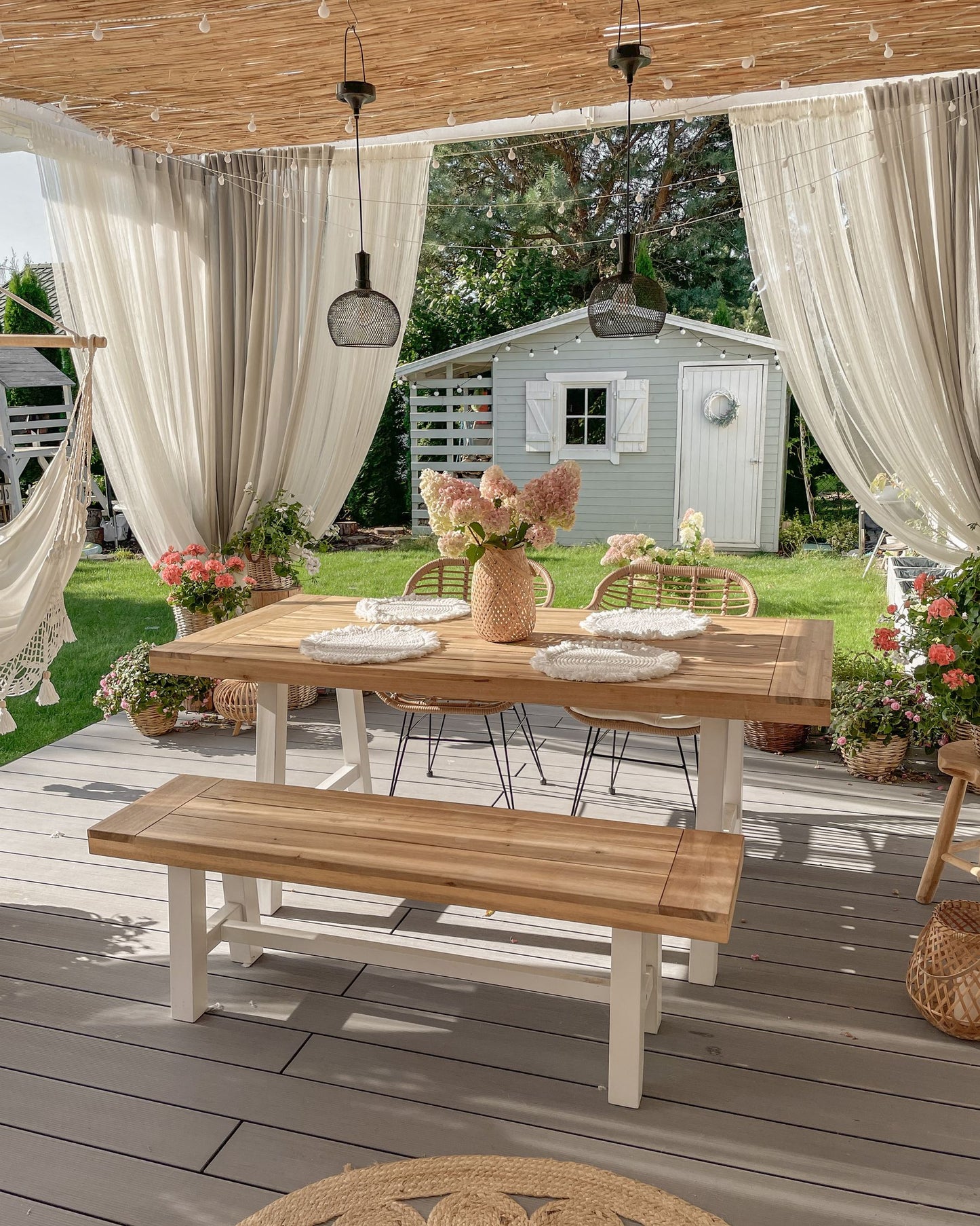 Garden Dining Set 6 Seater SCANIA Acacia Wood White