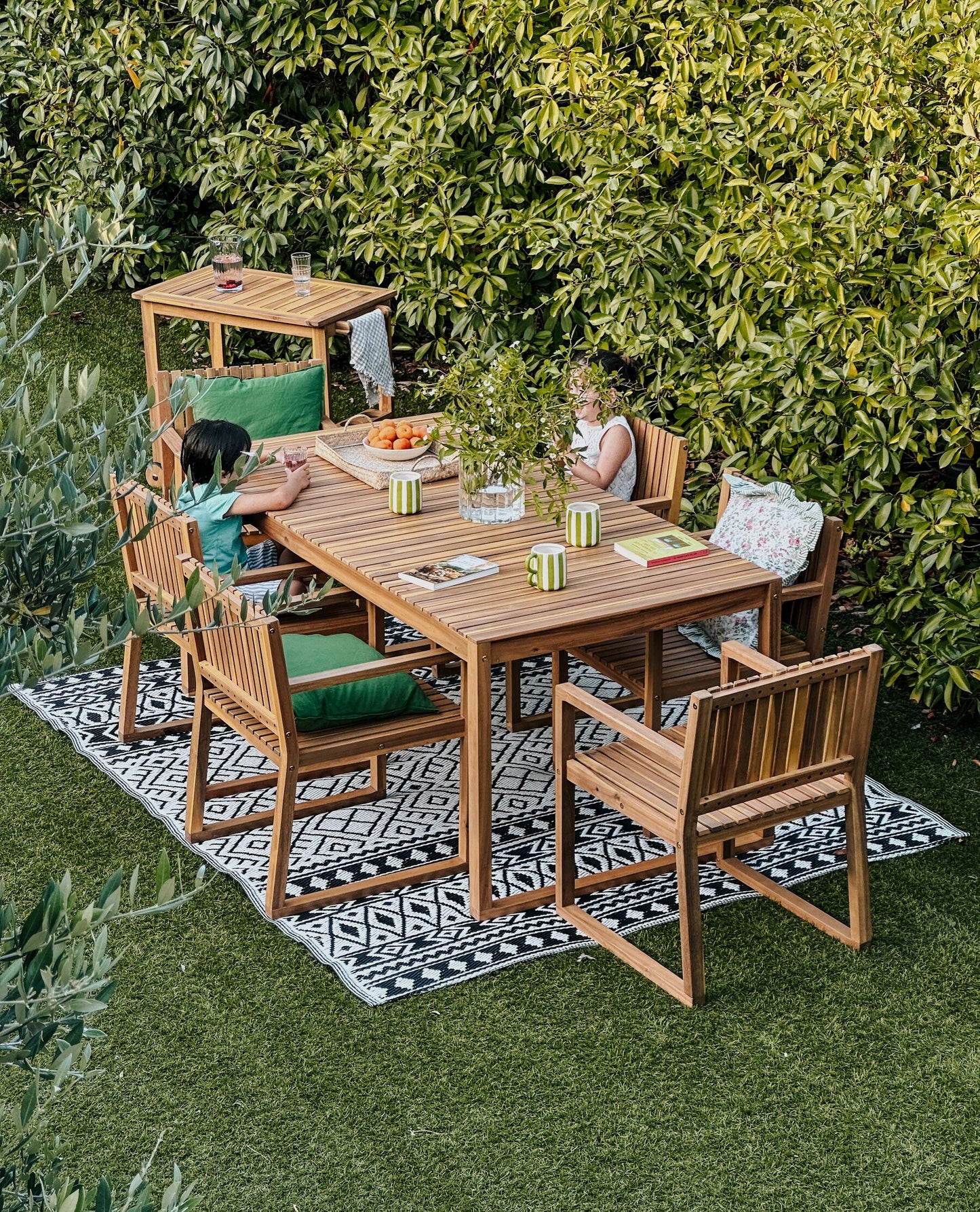 Garden Dining Set with Trolley 6 Seater SASSARI Acacia Wood Brown