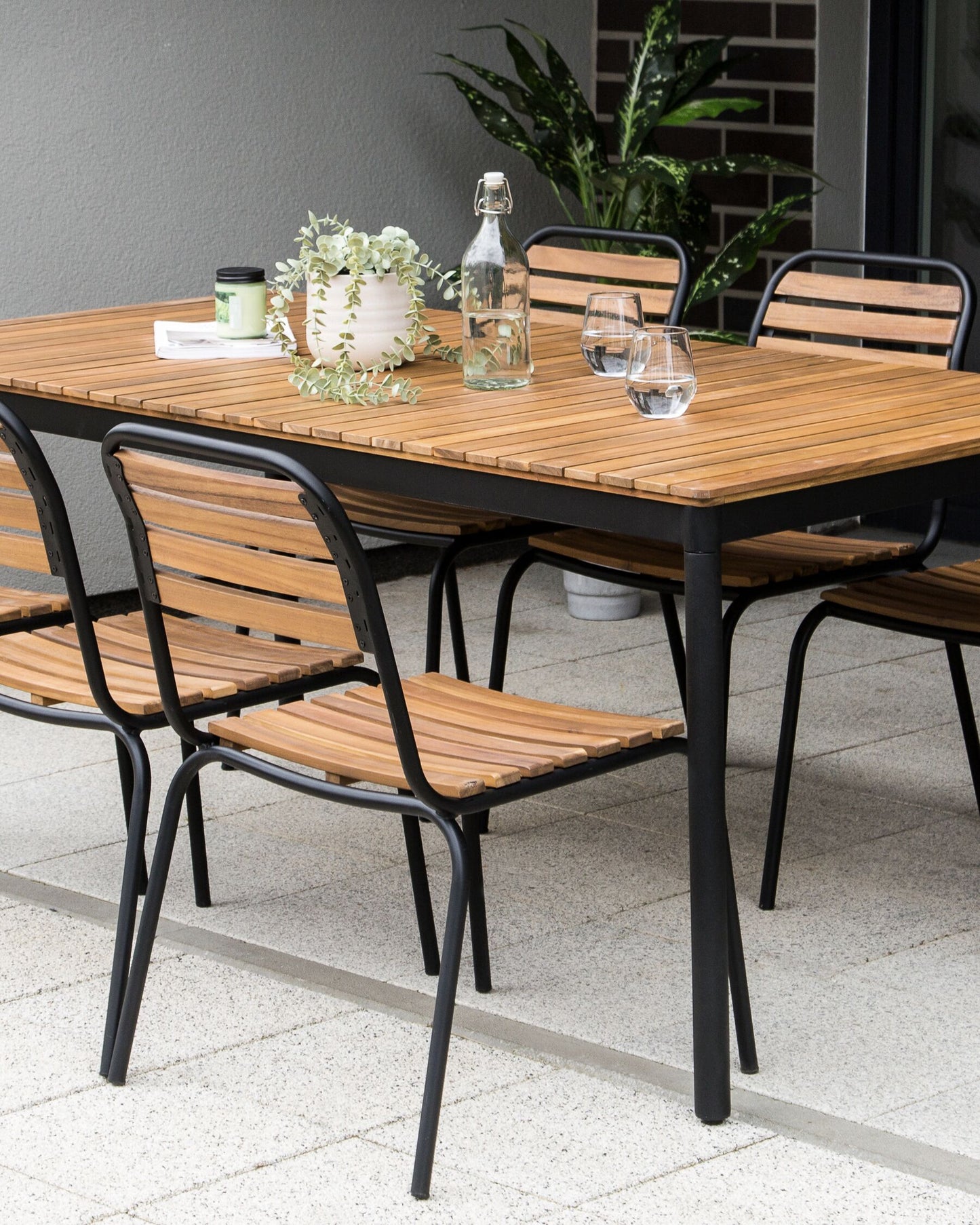 Set of 6 Garden Chairs VALLESE Acacia Wood Brown
