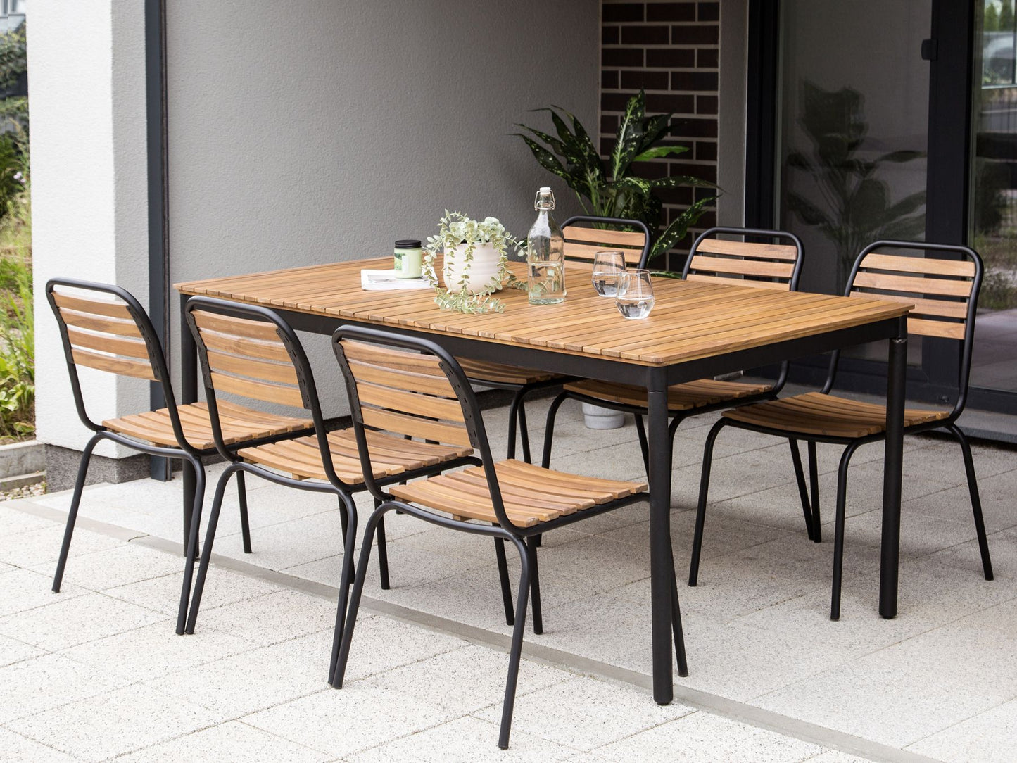 Garden Dining Set 6 Seater VALLESE Acacia Wood Brown