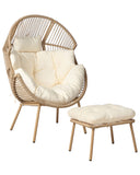 Garden Chair MURANO with Footstool PE Rattan Natural