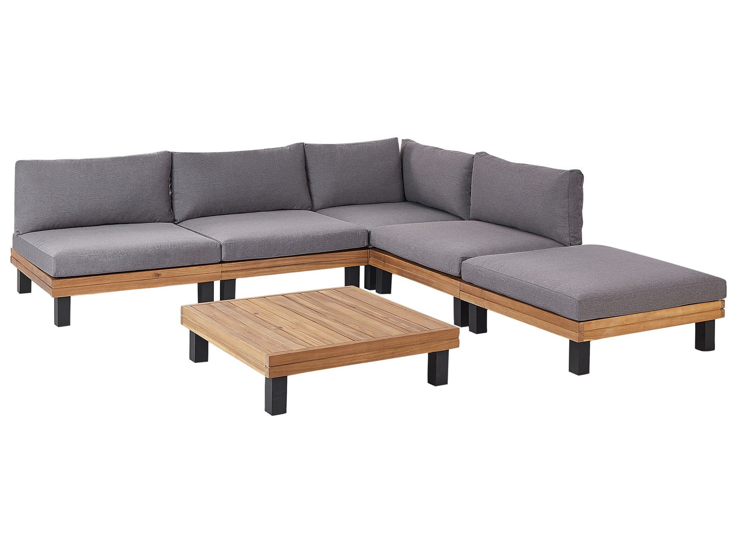 Garden Corner Sofa with Table 5 Seater FRAZZANO Modular Certified Acacia Wood Grey