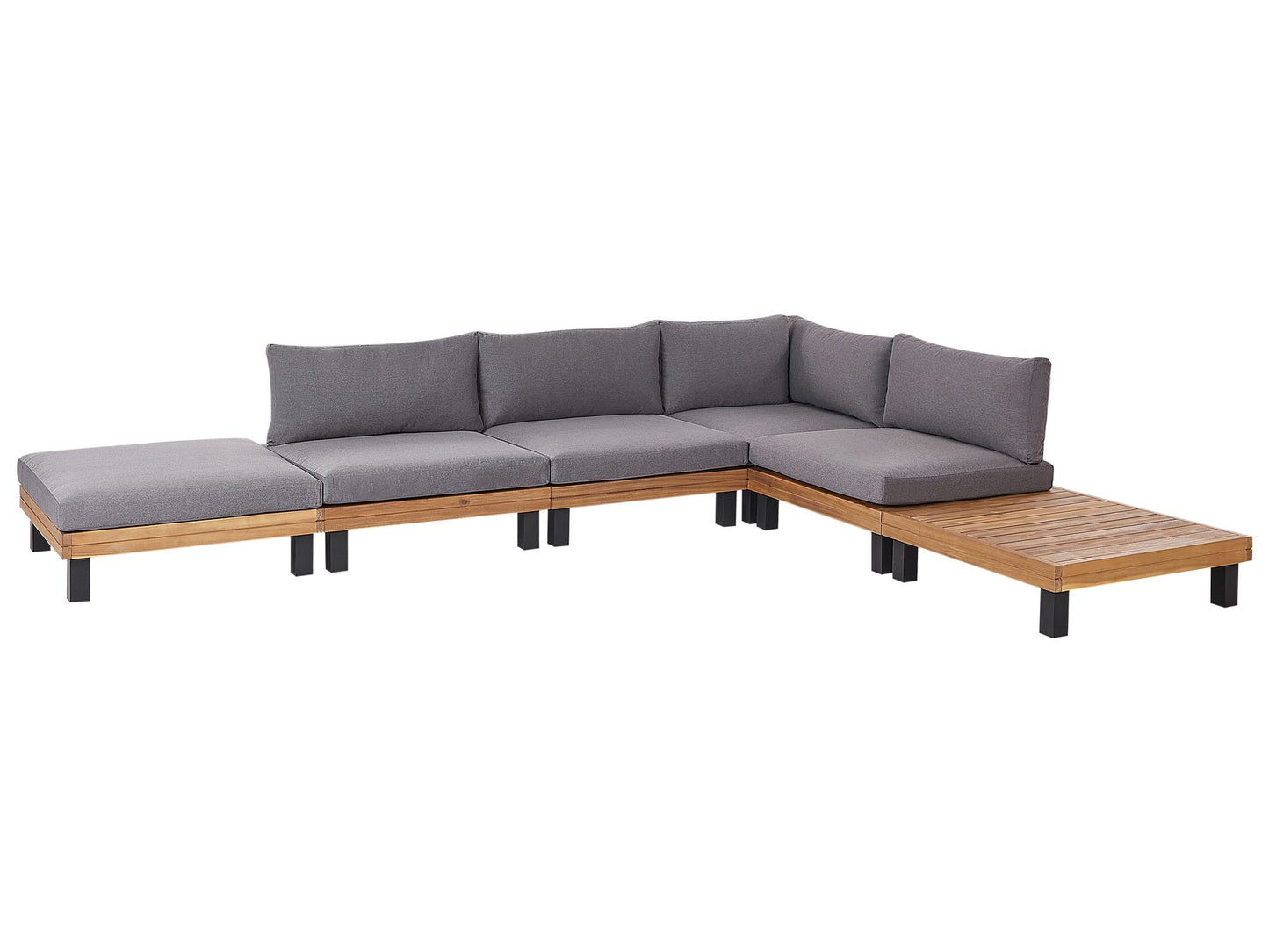 Garden Corner Sofa with Table 5 Seater FRAZZANO Modular Certified Acacia Wood Grey