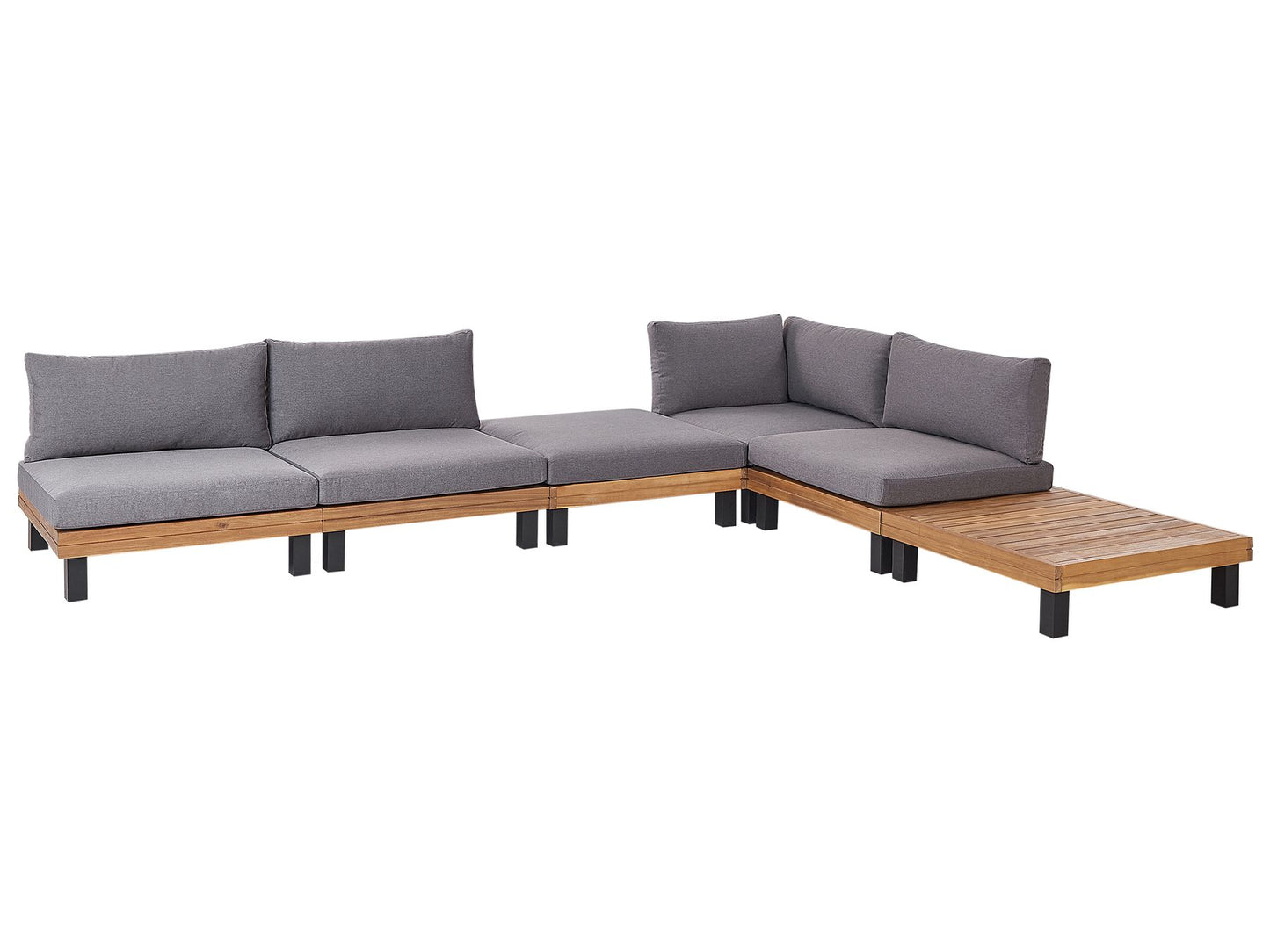 Garden Corner Sofa with Table 5 Seater FRAZZANO Modular Certified Acacia Wood Grey