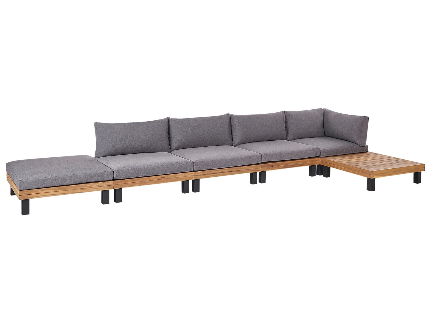 Garden Corner Sofa with Table 5 Seater FRAZZANO Modular Certified Acacia Wood Grey