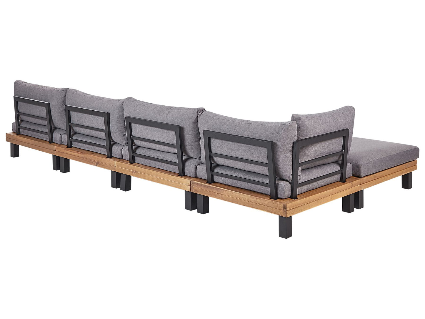 Garden Corner Sofa with Table 5 Seater FRAZZANO Modular Certified Acacia Wood Grey