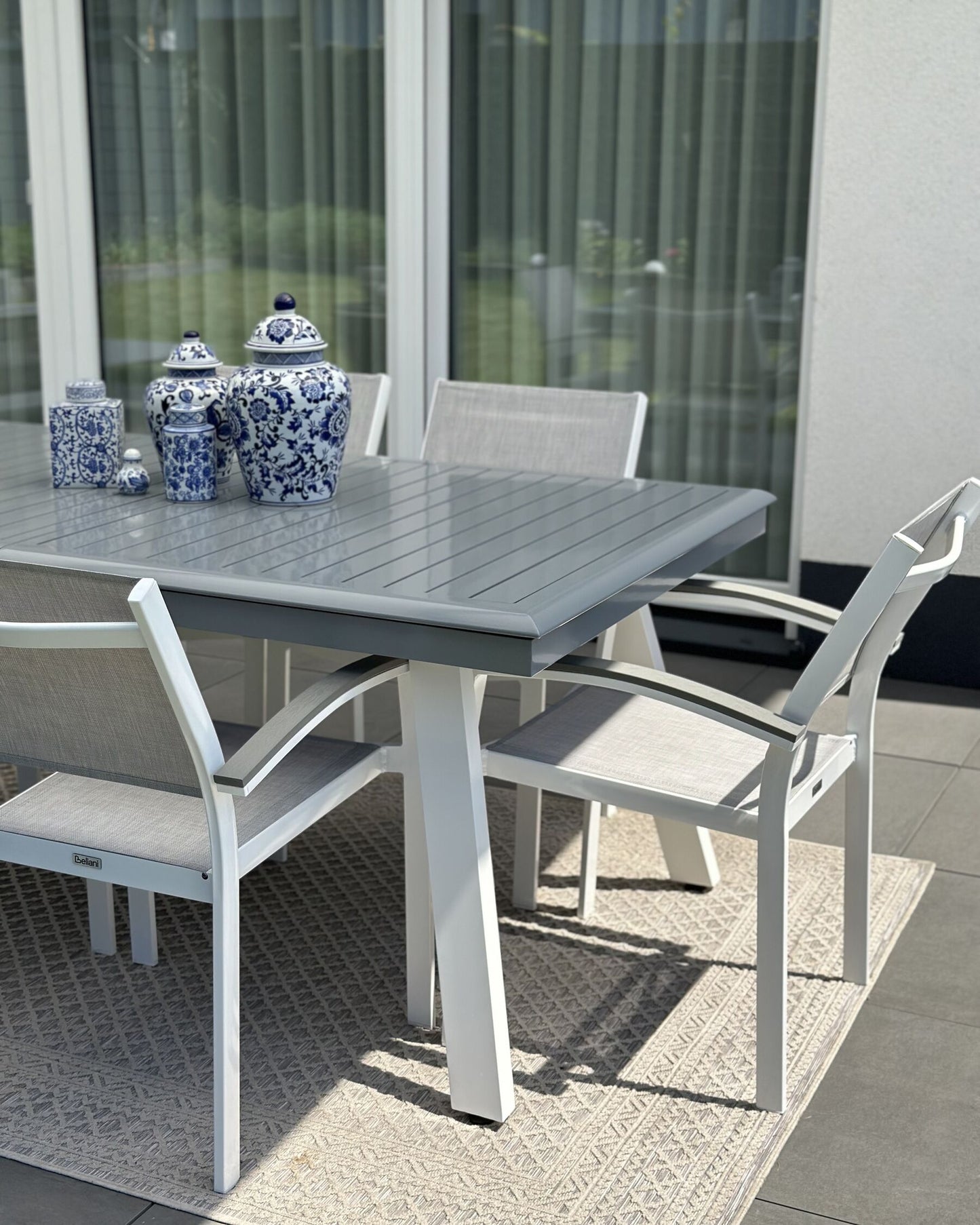 Garden Dining Set 6 Seater PERETA Metal Grey