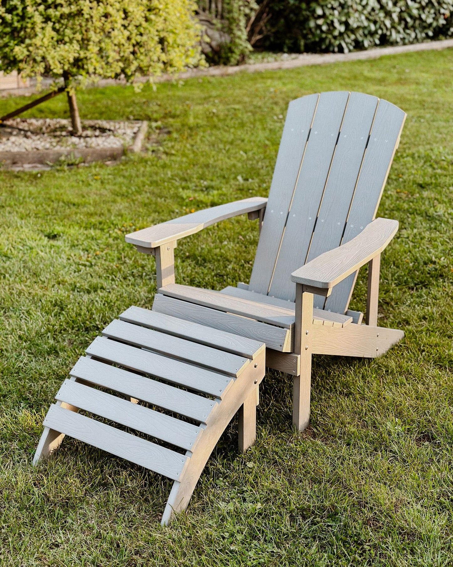 Garden Footstool ADIRONDACK Light Grey