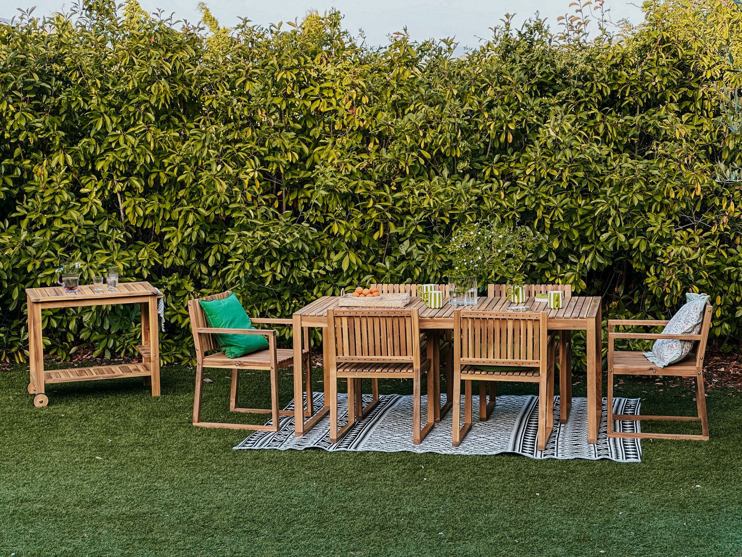 Garden Dining Set 6 Seater SASSARI II Certified Acacia Wood Light Brown