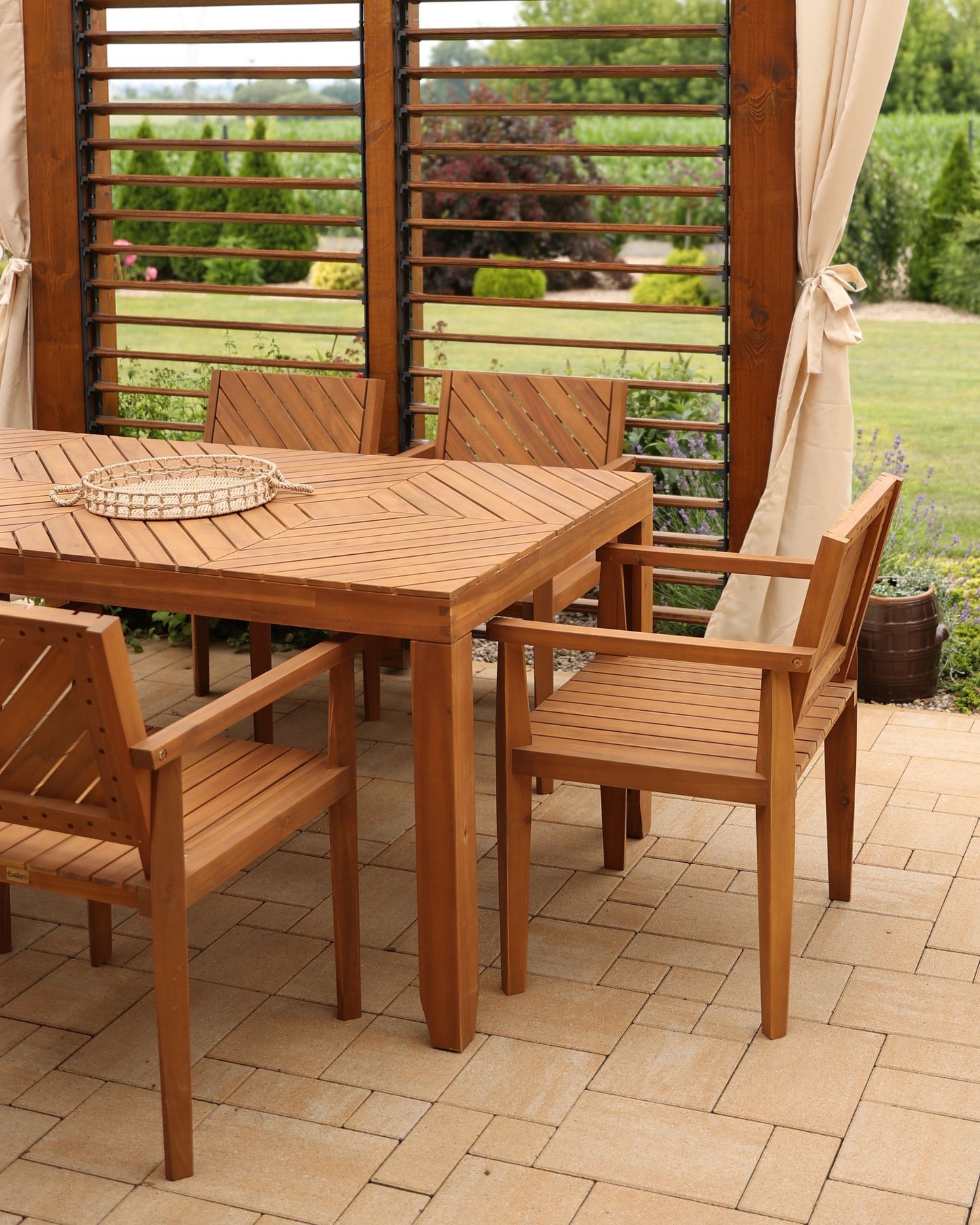 Set of 4 Garden Chairs BARATTI Acacia Wood Brown