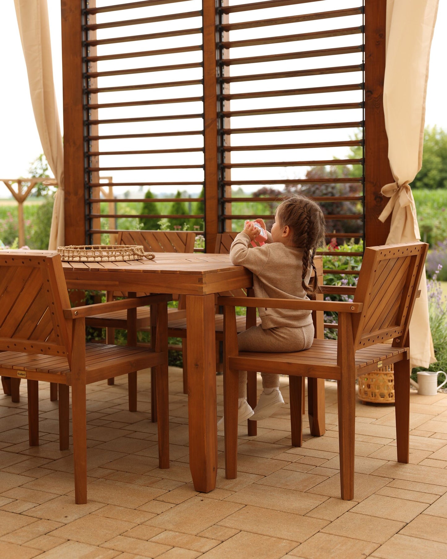 Set of 6 Garden Chairs BARATTI Acacia Wood Brown