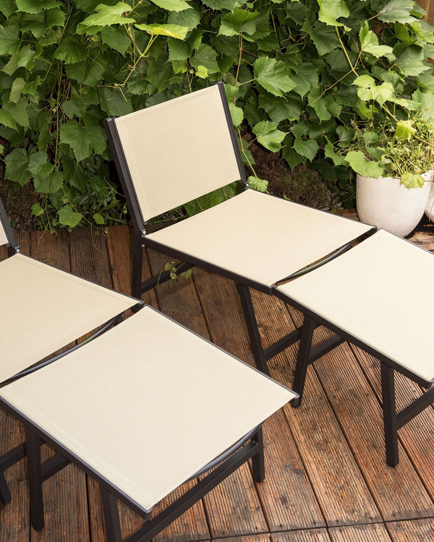 Set of 2 Garden Chairs MARCEDDI with Footstool Metal Beige
