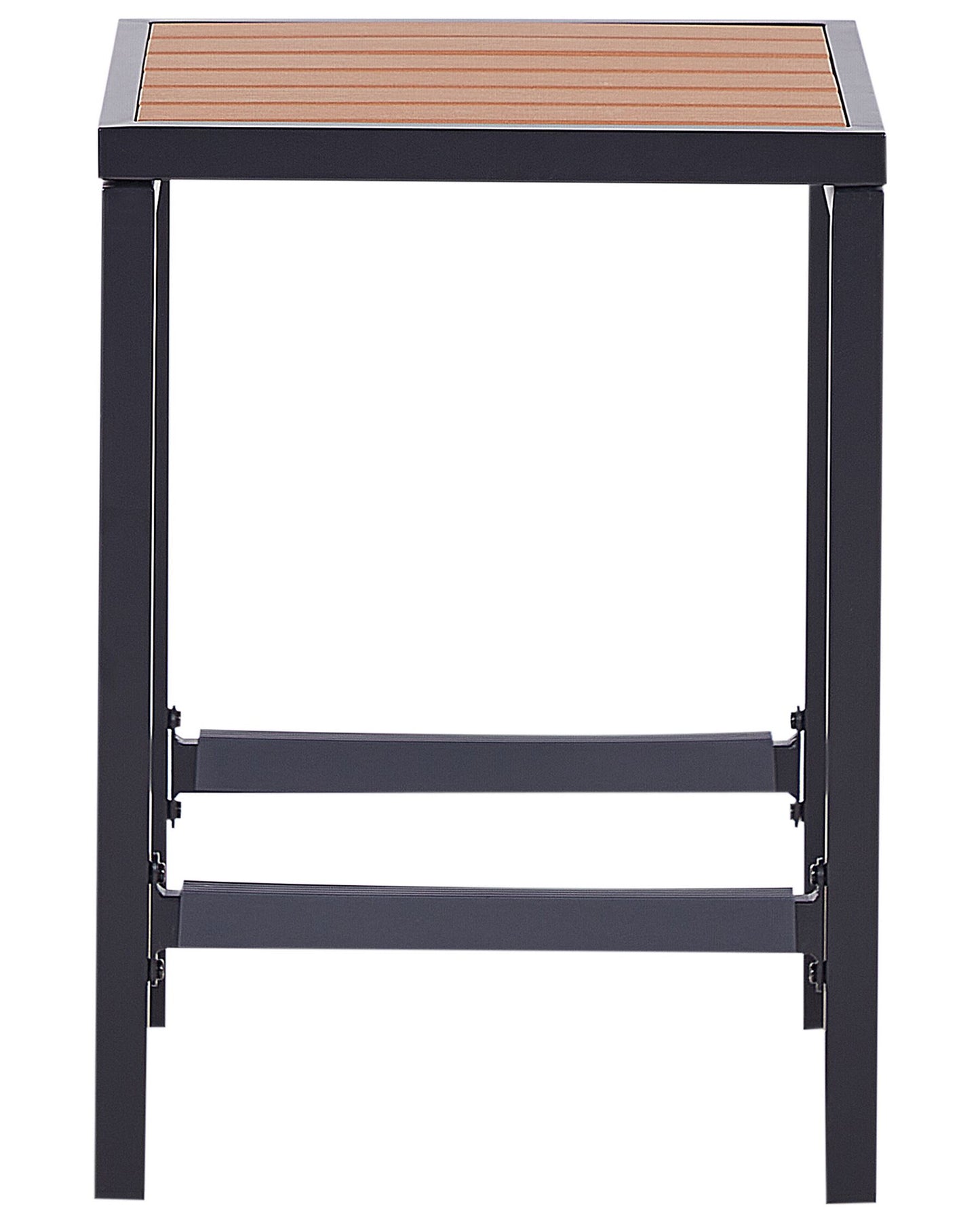 Steel Garden Stool Black and Light Wood AVETRANA