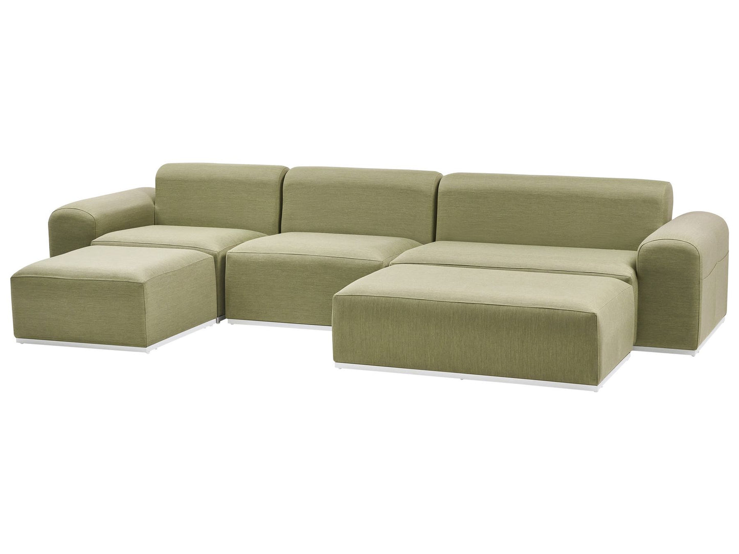 Garden Sofa with Ottoman 7 Seater BATTIFOLLO Modular Olive Green
