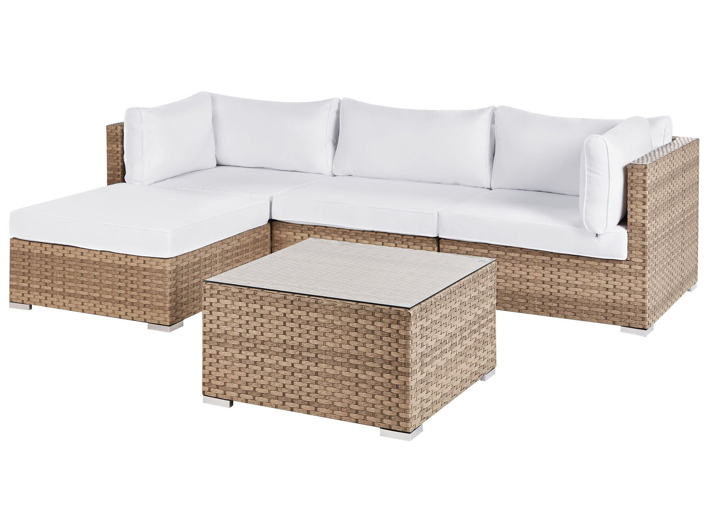 Garden Corner Sofa with Table 4 Seater SANO Right Hand Modular PE Rattan Natural