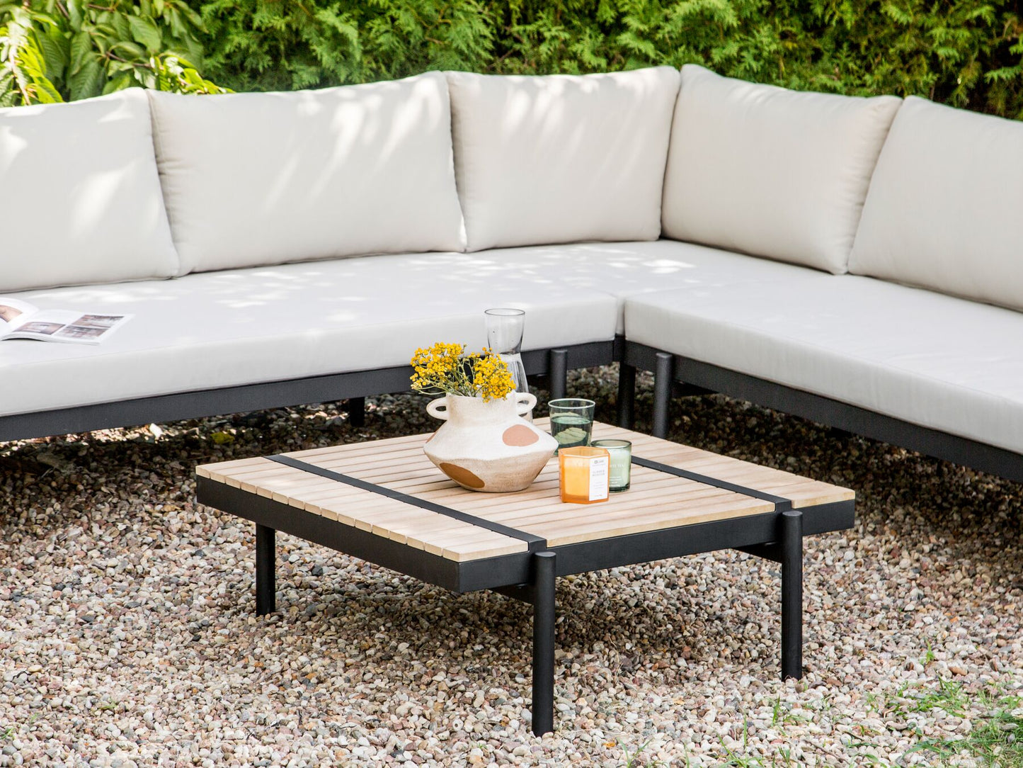 garden corner sofa with table 5 seater bellariva eucalyptus wood off-white