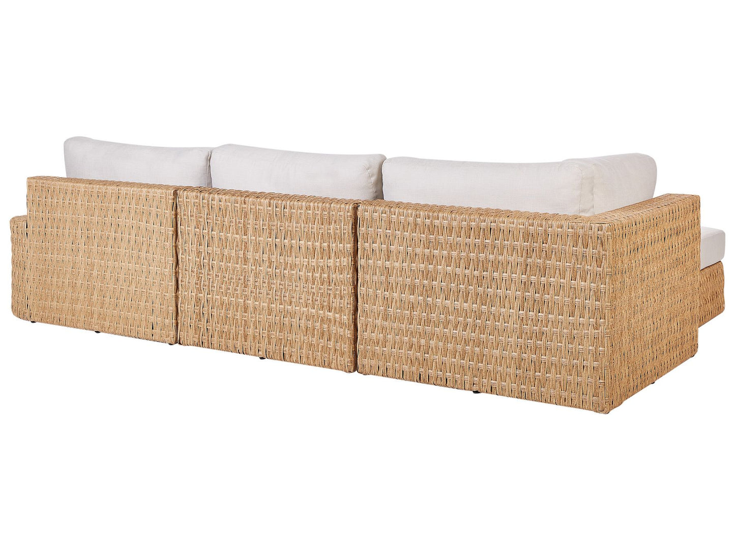 Garden Corner Sofa with Table 4 Seater OLIVERI Right Hand PE Rattan Beige