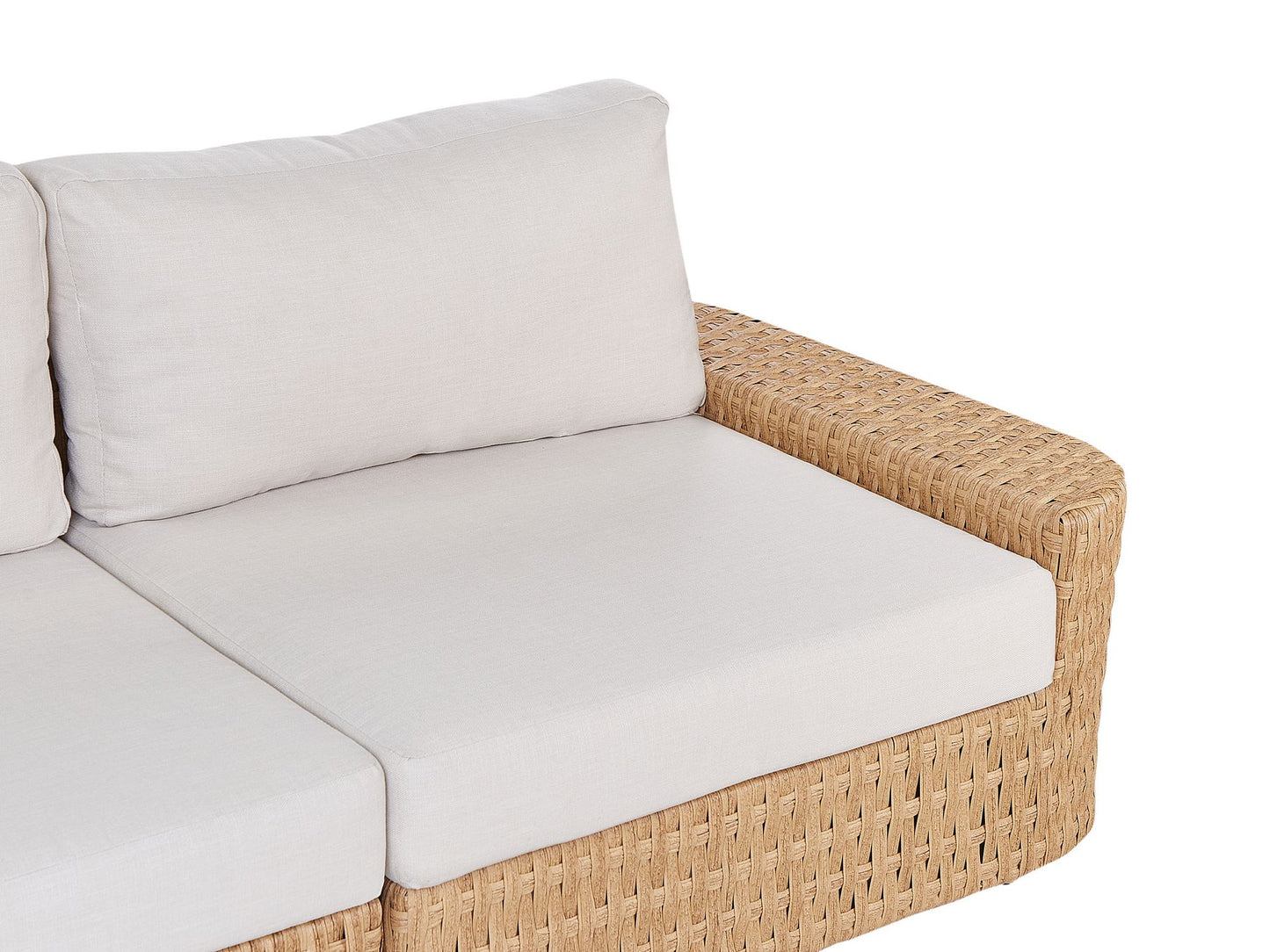 Garden Corner Sofa with Table 4 Seater OLIVERI Right Hand PE Rattan Beige