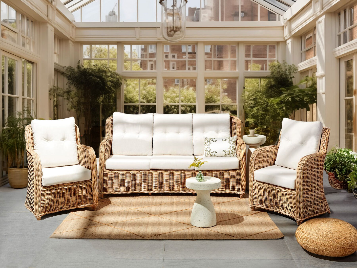Garden Sofa Set 5 Seater ALESSANO Rattan Natural