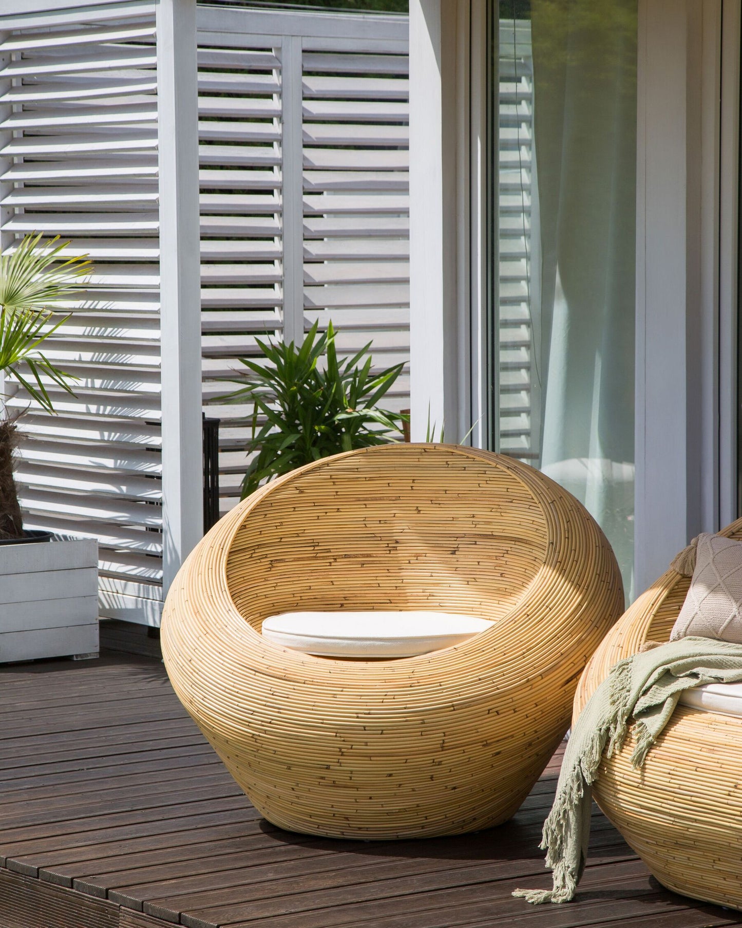 Set of 2 Garden Armchairs MAIORI Rattan Natural