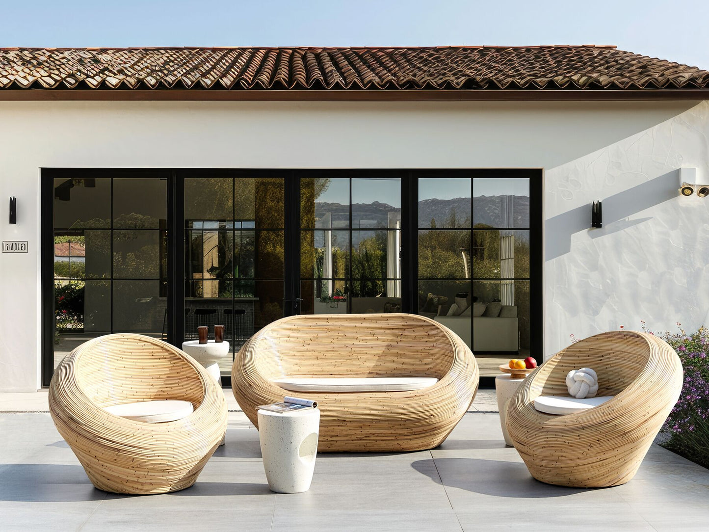 Garden Sofa 2 Seater MAIORI Rattan Natural