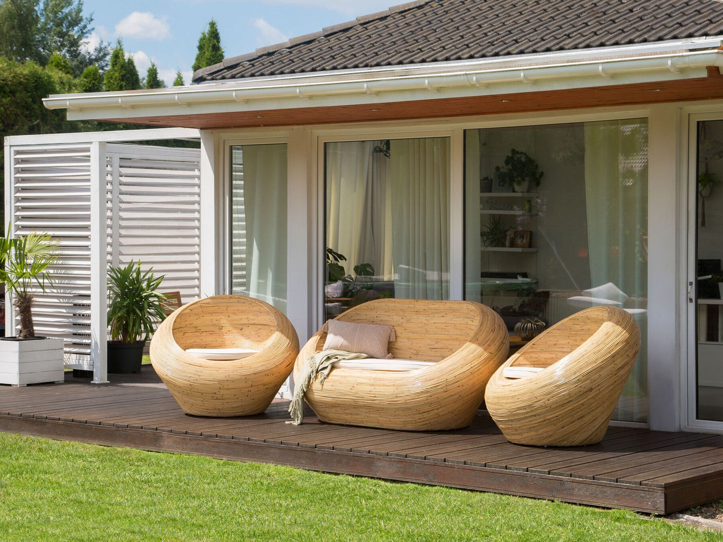 Garden Sofa 2 Seater MAIORI Rattan Natural