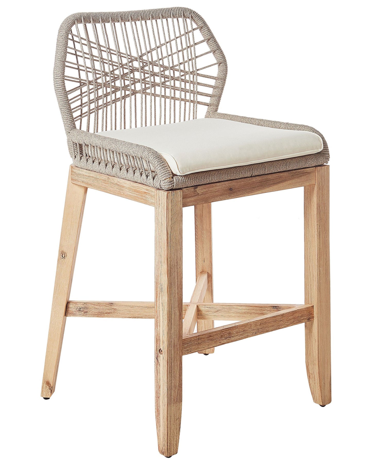 Set of 2 Garden Bar Chairs TALAMONE Acacia Wood Beige