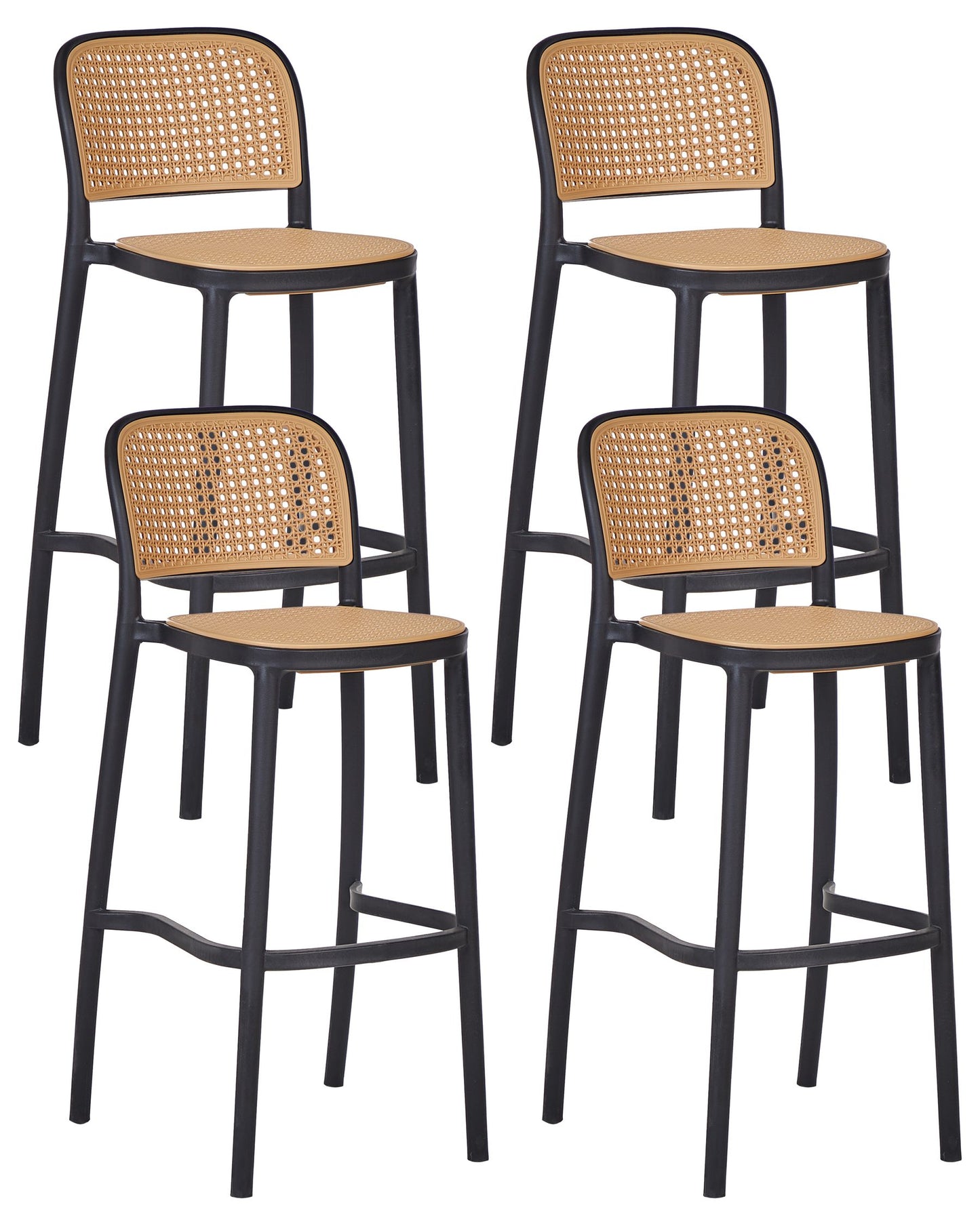 Set of 4 Bar Chairs PLOSE Synthetic Material Beige