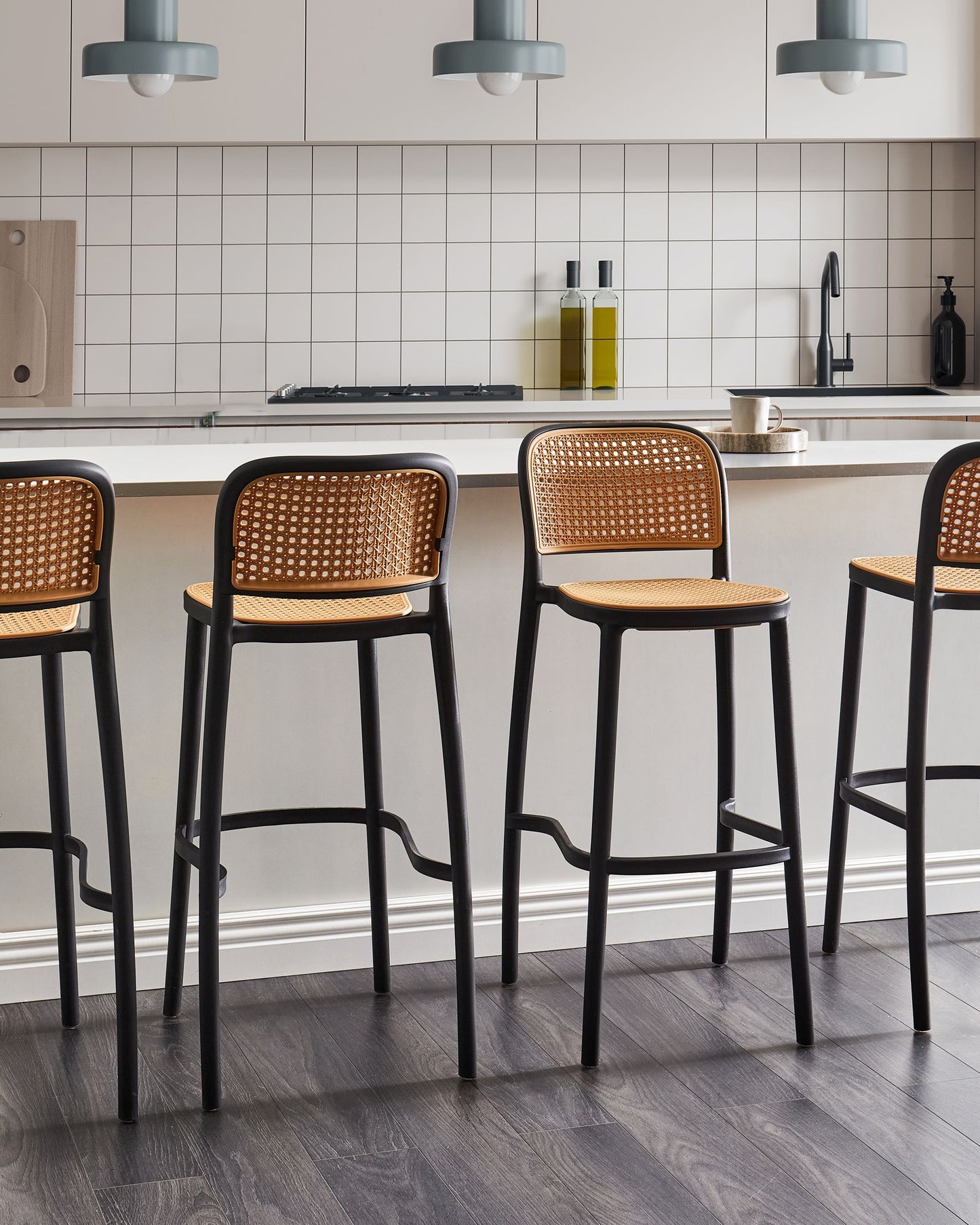 Set of 4 Bar Chairs PLOSE Synthetic Material Beige